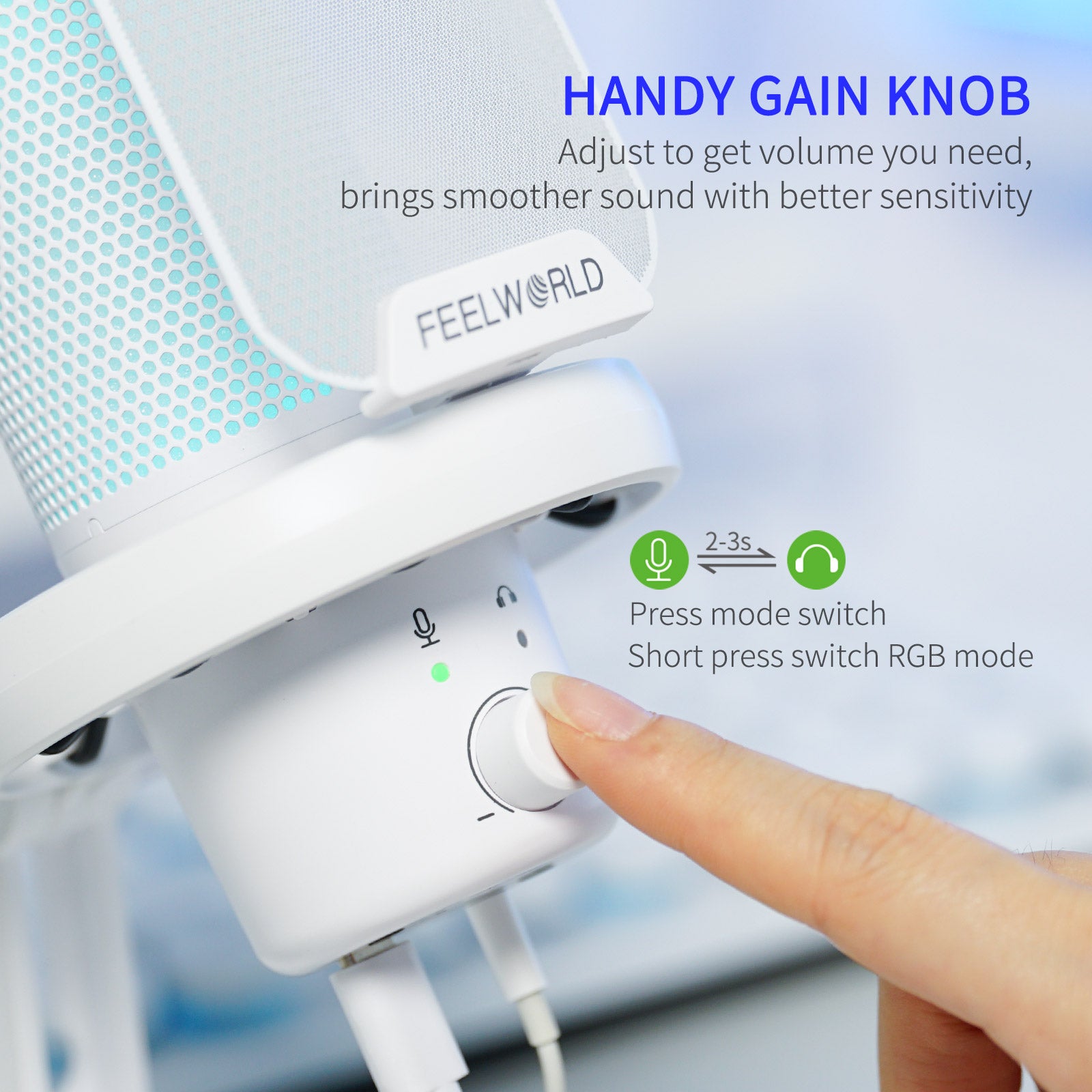 Feelworld VM1 Microfono USB a Condensatore Bianco da Tavolo