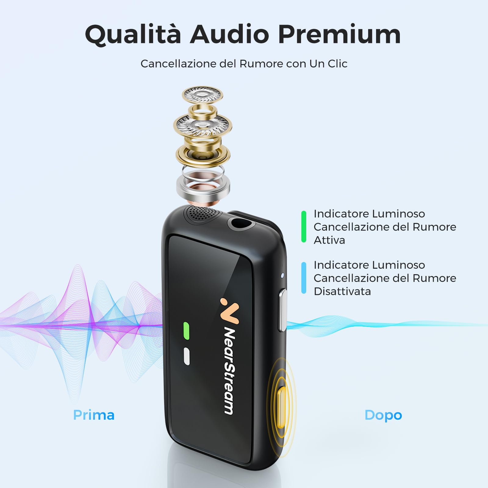 NearStream AWM20T Microfono Lavalier Wireless Doppio 200m