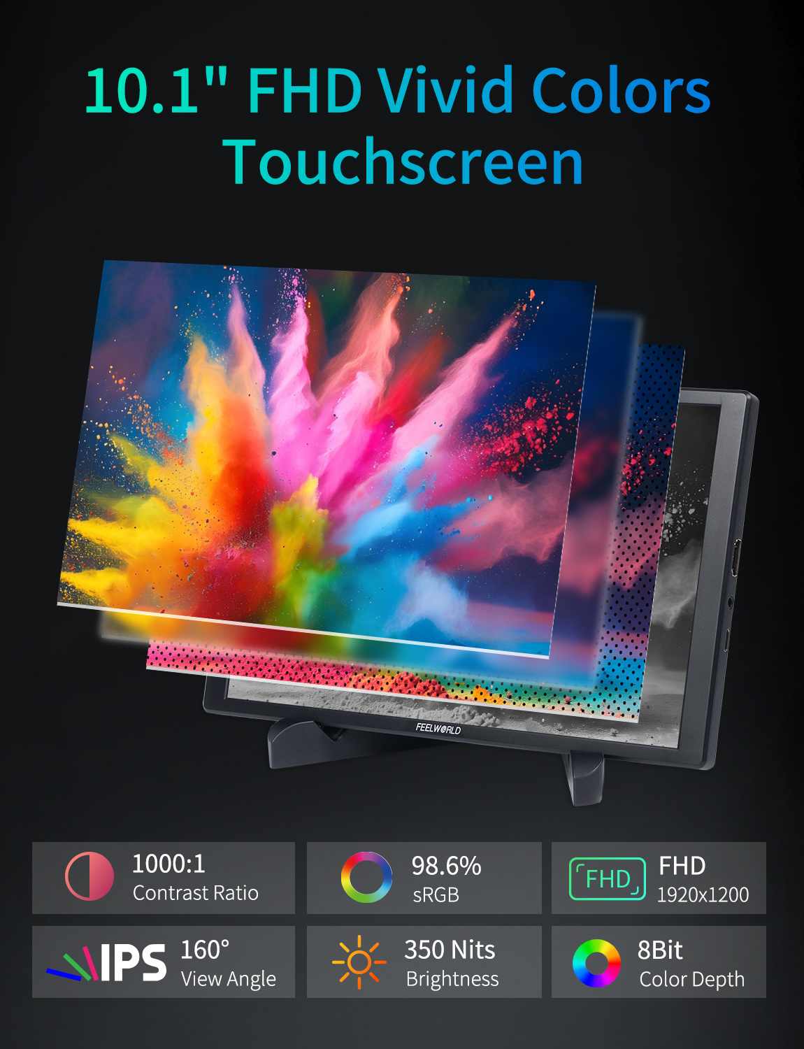 Feelworld D10 Monitor Portatile Touch 10,1 Pollici FHD USB-C HDMI