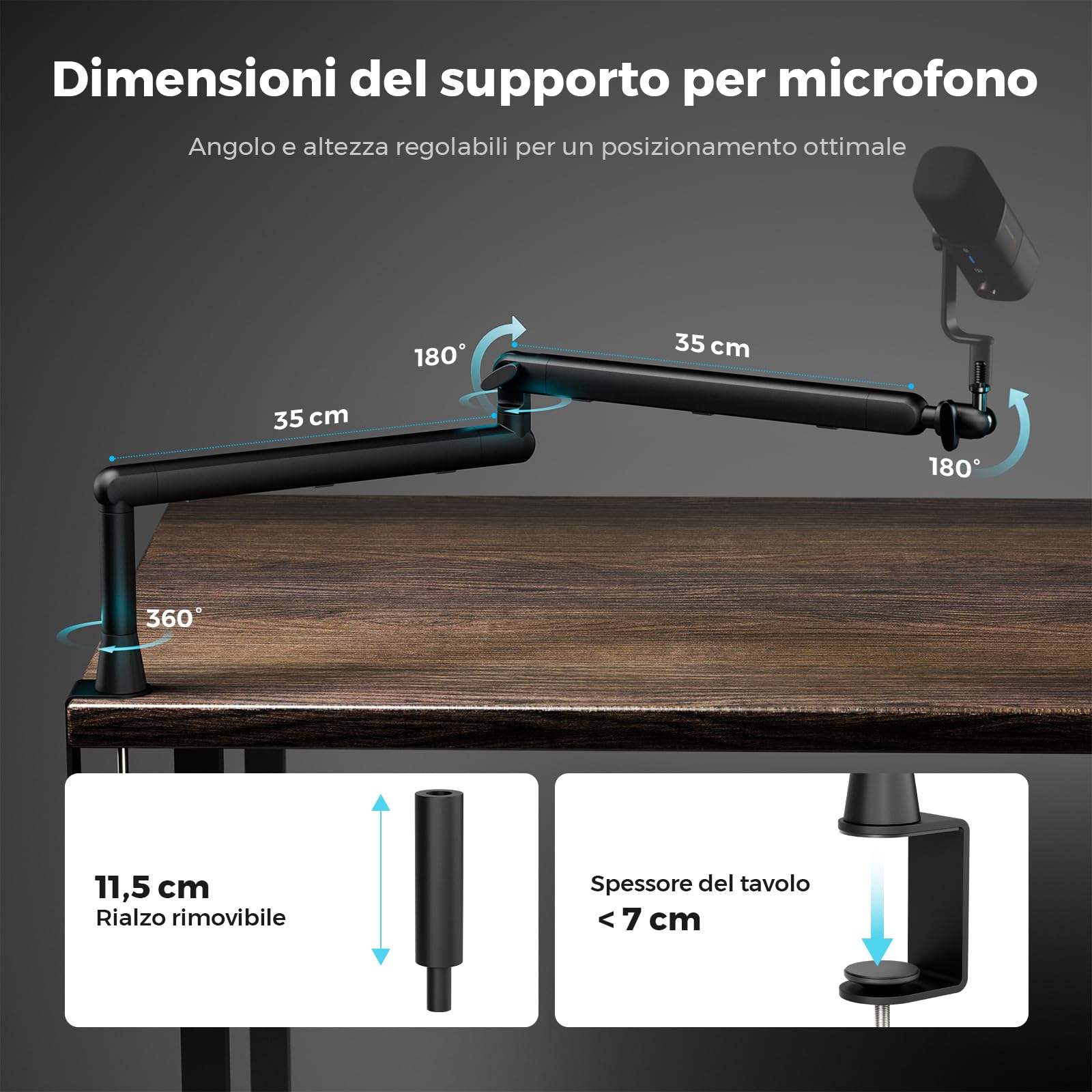NearStream ST20 supporto microfono a braccio con morsetto