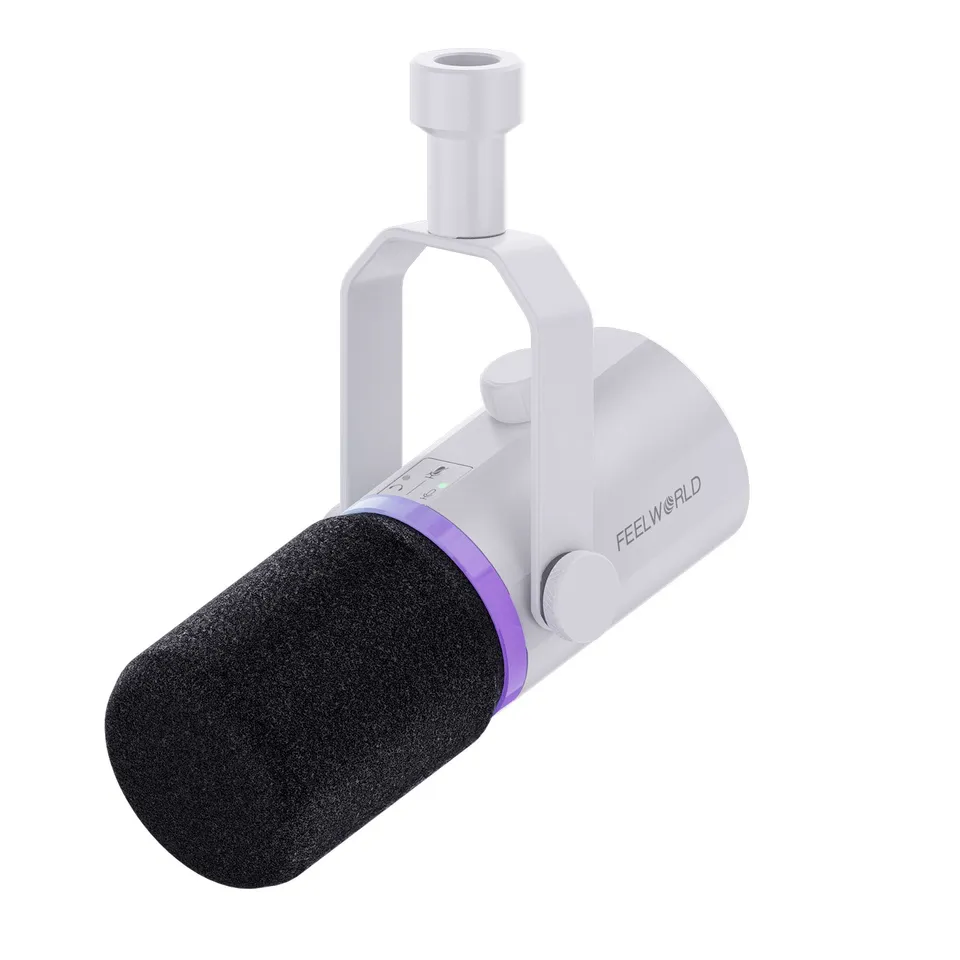 Feelworld PM1 Microfono Dinamico XLR USB Bianco Podcast