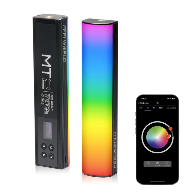 Feelworld MT2 luce video LED RGB 360° HSI CCT wand