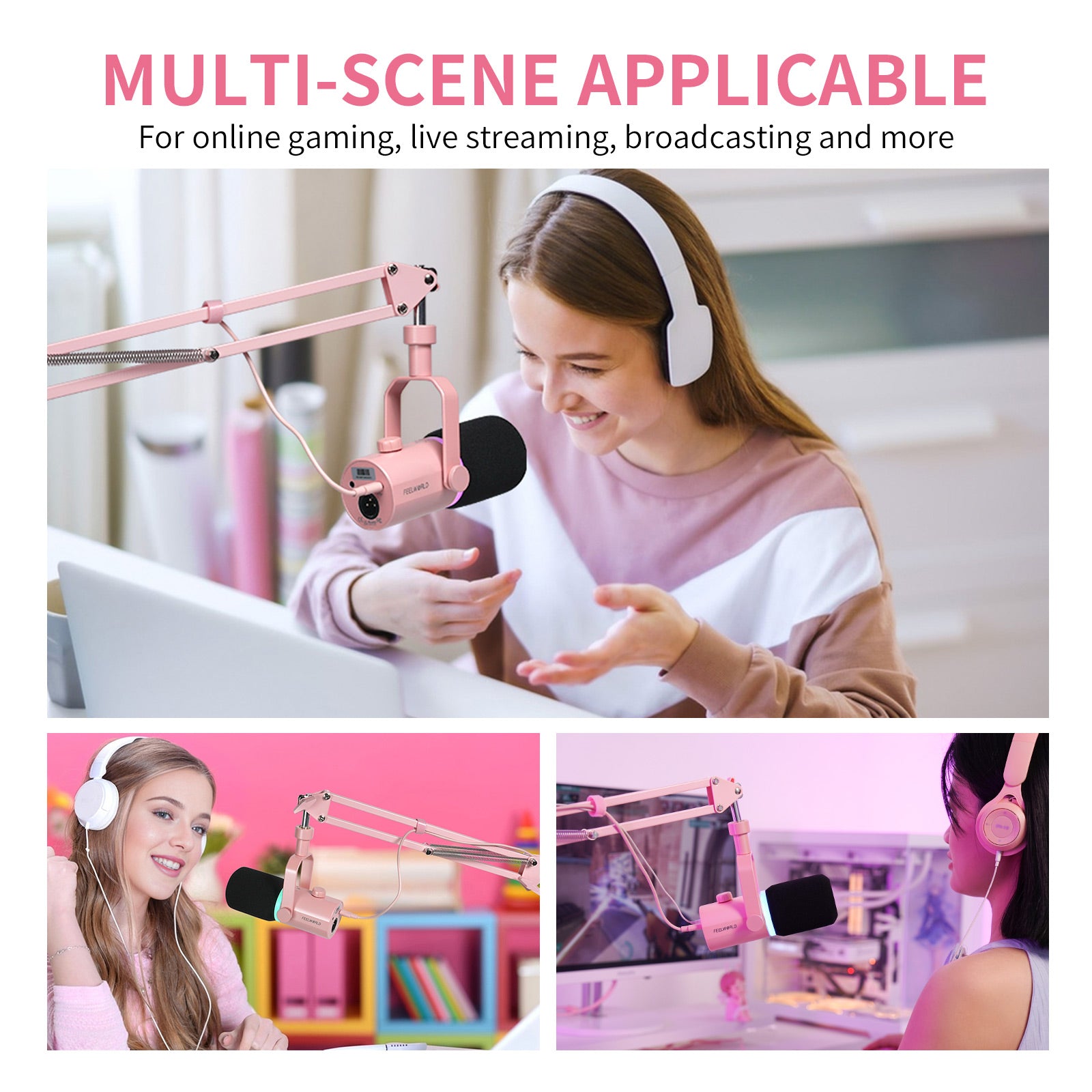 Feelworld AMS1 Braccio Microfono Rosa per PM1 e Dinamici