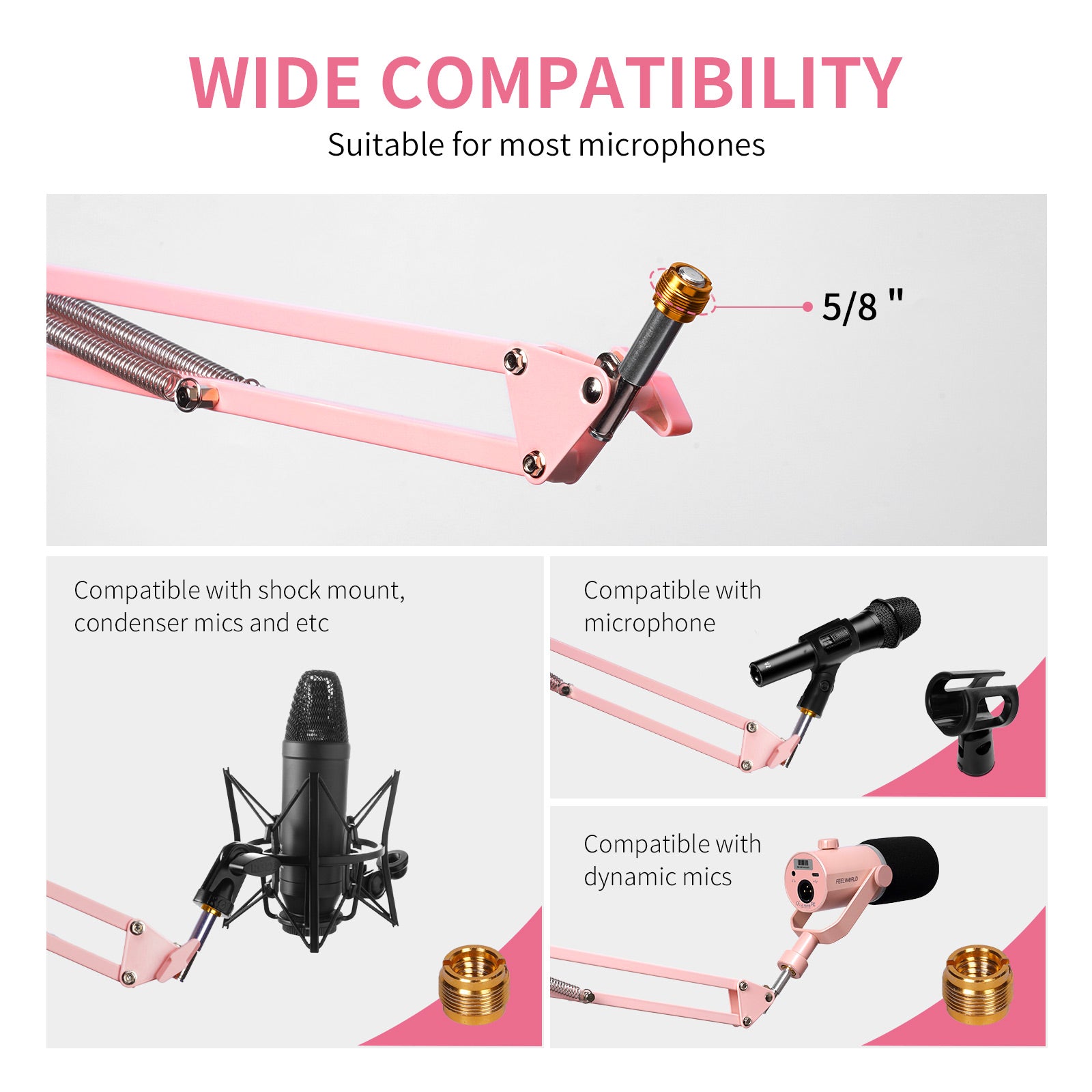 Feelworld AMS1 Braccio Microfono Rosa per PM1 e Dinamici