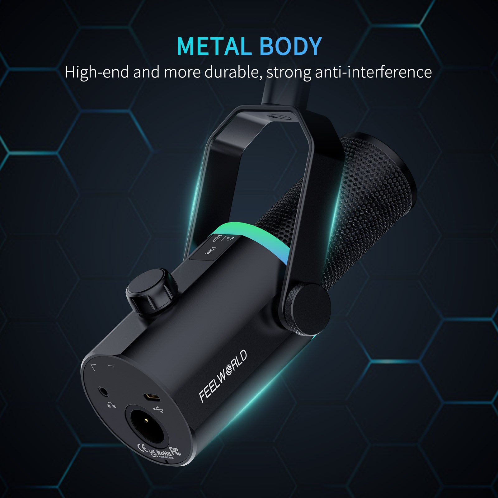 Feelworld PM1 microfono dinamico XLR USB nero con braccio