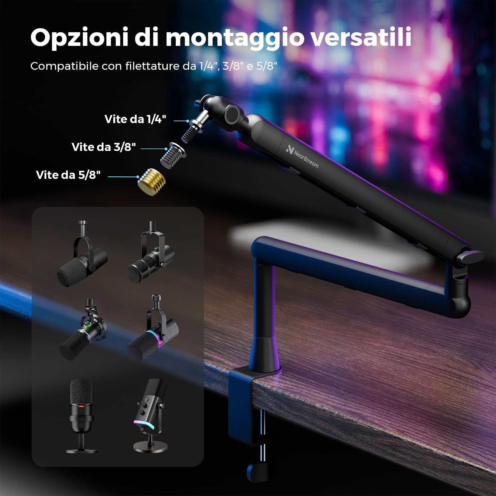 NearStream ST20 supporto microfono a braccio con morsetto