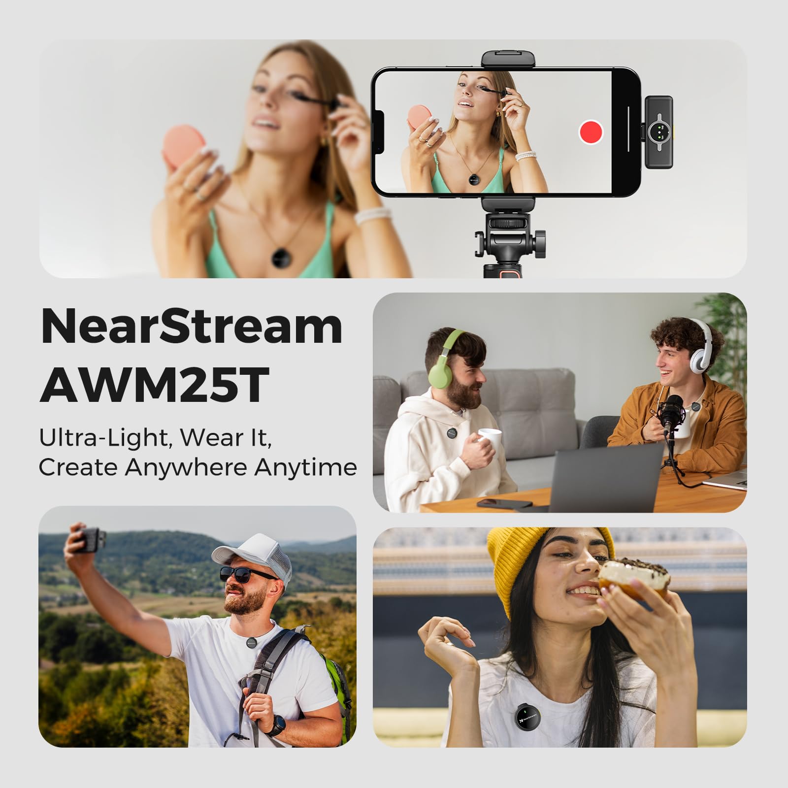 NearStream AWM25T microfono lavalier wireless Type-C 50m