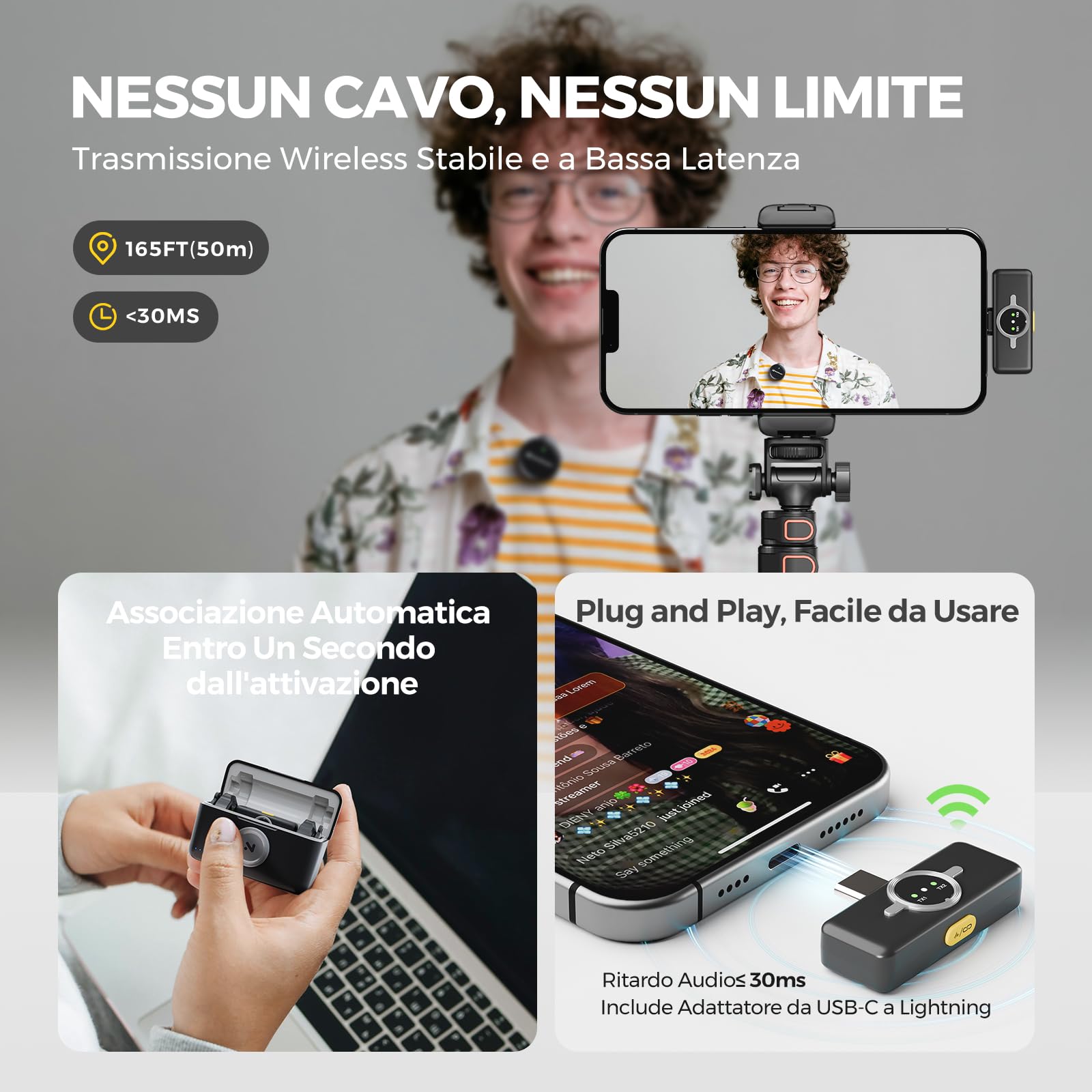 NearStream AWM25T lavalier wireless Type-C Lightning
