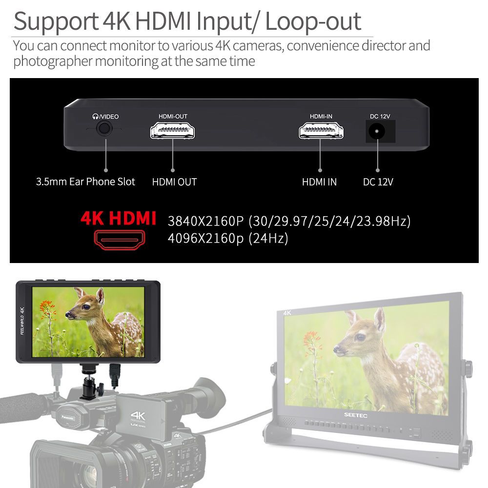Feelworld FW450 Monitor Camera 4.5" HDMI 4K 1280x800 Peaking