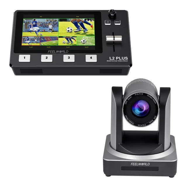 Feelworld L2 PLUS switcher + POE20X PTZ kit streaming