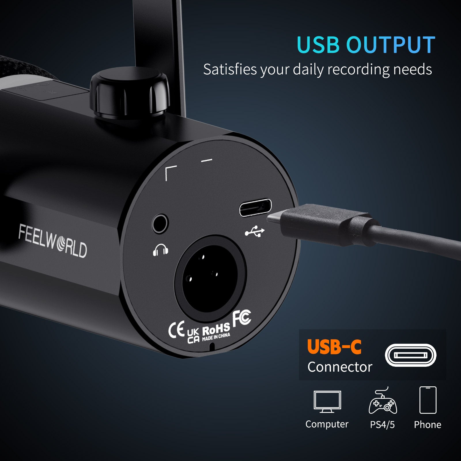 Feelworld PM1 microfono dinamico XLR USB nero streaming
