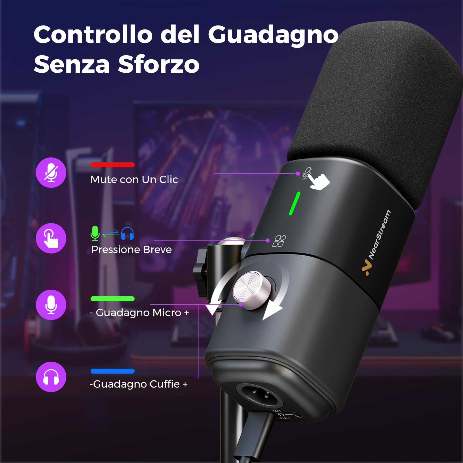 NearStream AM25X Gen3 microfono USB/XLR supercardioide