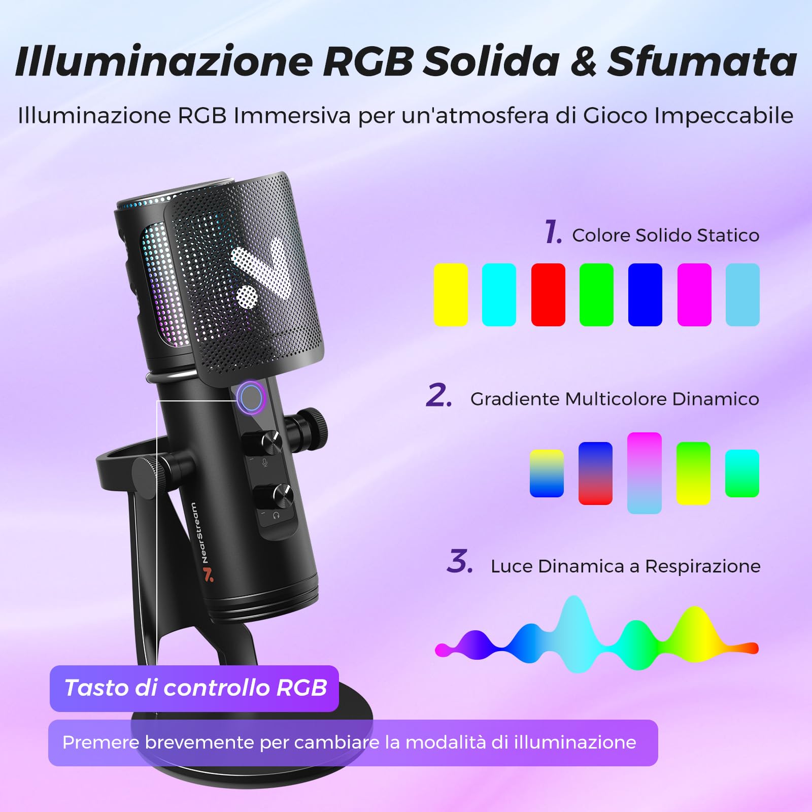 NearStream AM35U Microfono USB Condensatore RGB Streaming