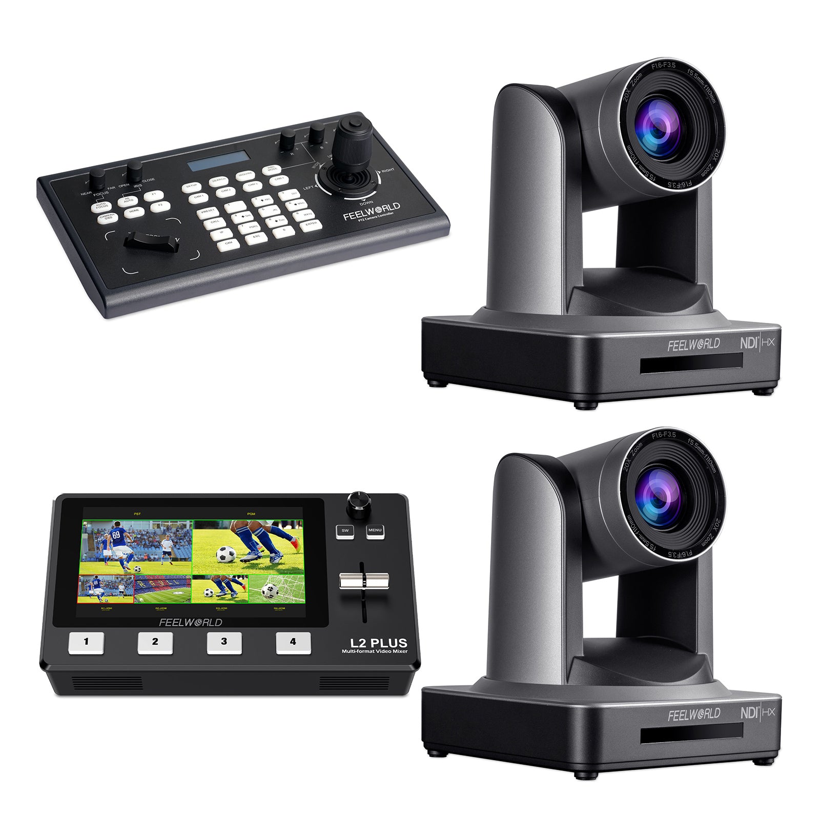 Feelworld Live Stream Set Up KBC10 L2 Plus kit live streaming 2 NDI20X