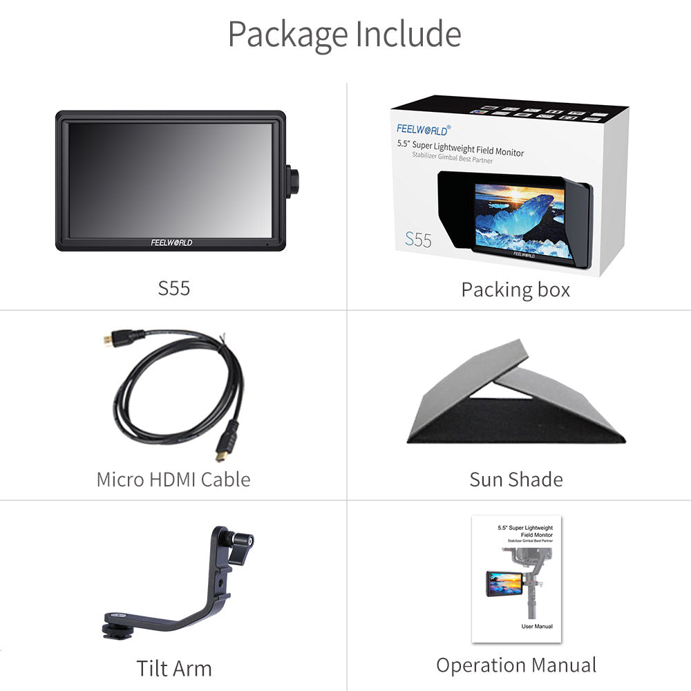 Feelworld S55 V3 6" Monitor Camera HDMI 4K 3D LUT 450nit