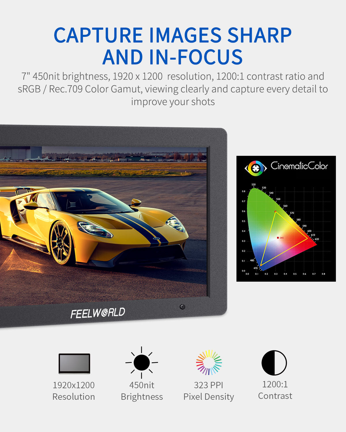 Feelworld T7 Plus Monitor on camera 7" Full HD HDMI