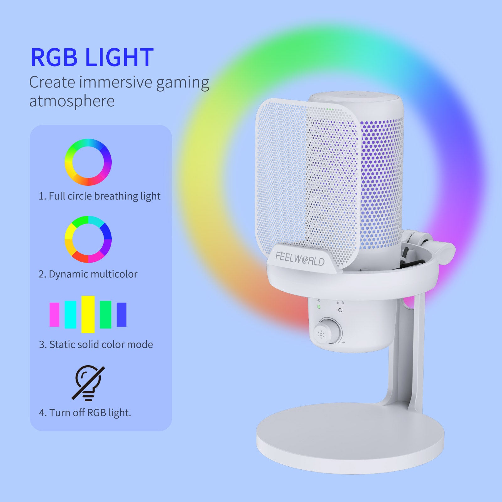 Feelworld VM1 Microfono USB a Condensatore Bianco da Tavolo
