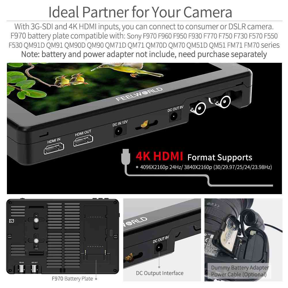 Feelworld LUT7S PRO 7" Monitor Camera Touch 2200nit F970 Kit
