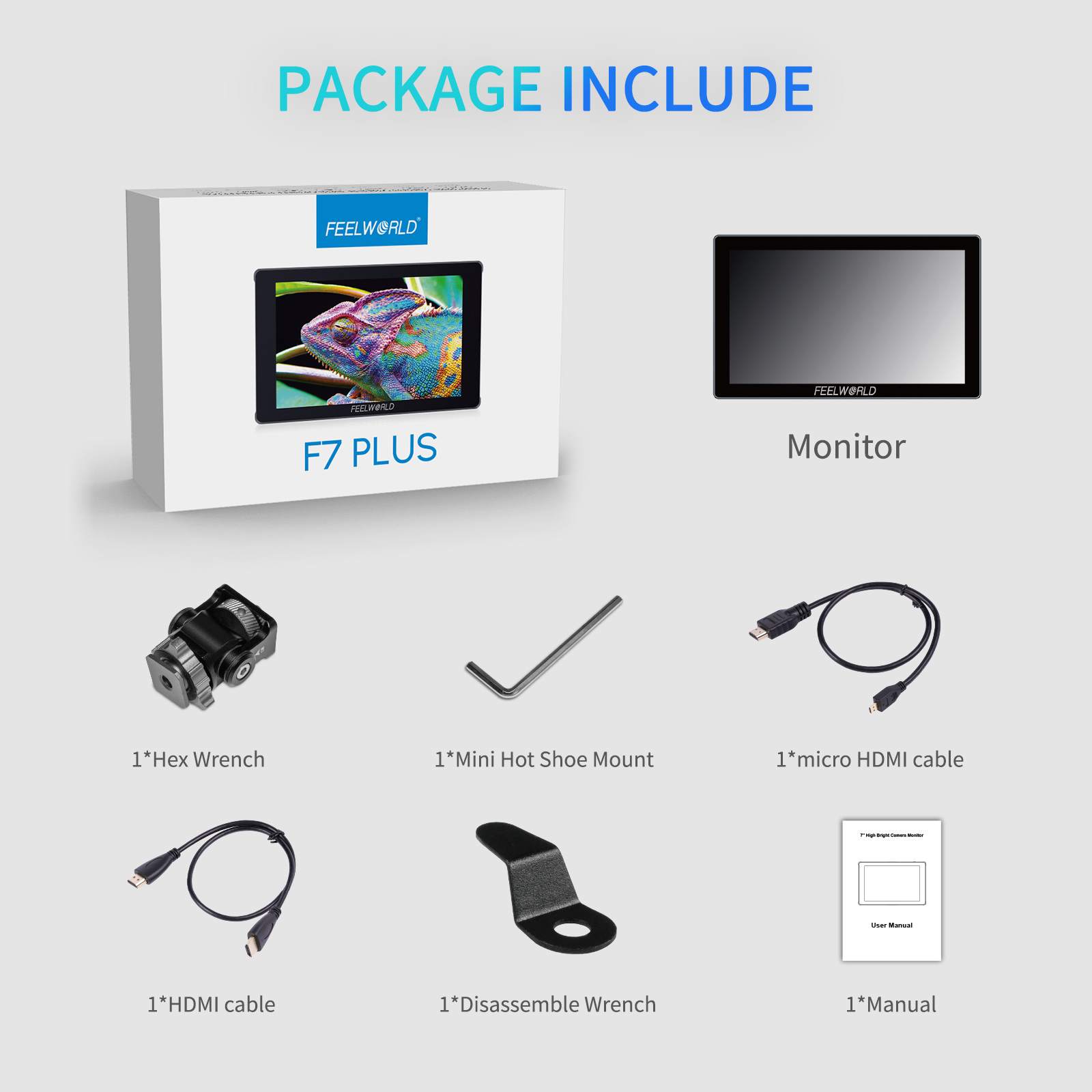 Feelworld F7 PLUS monitor camera 7" touch 1200nit con batteria F750