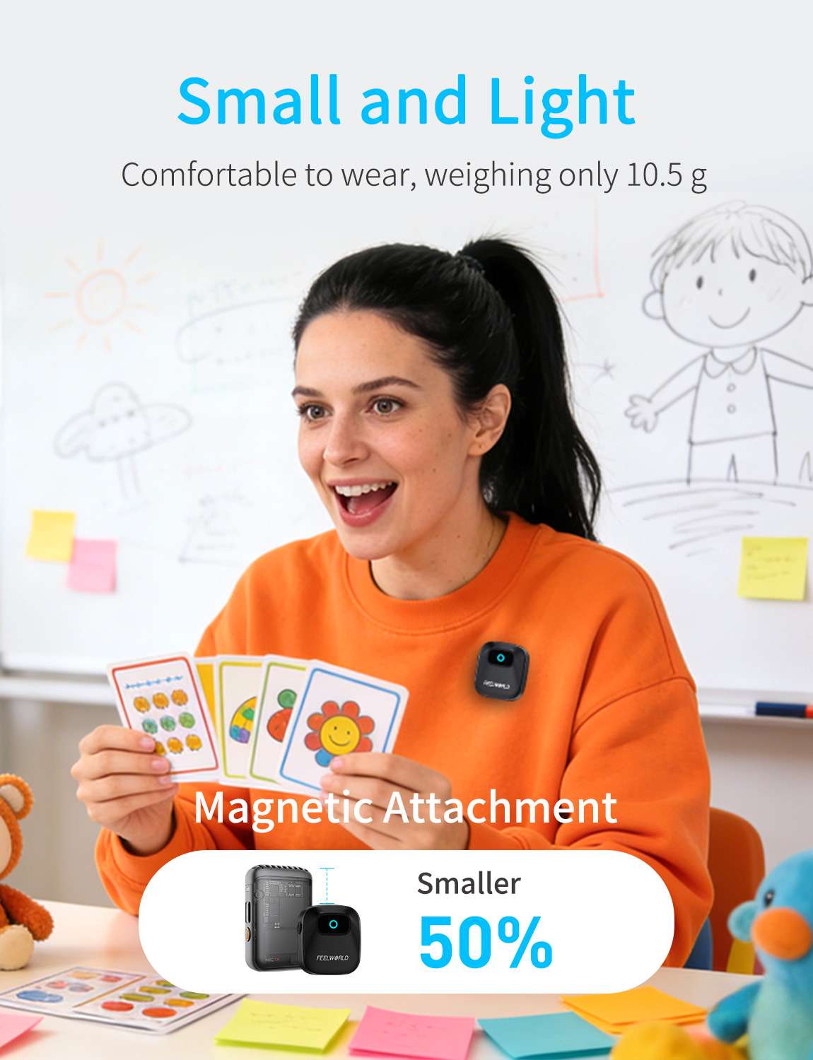 Feelworld LM1 Microfono Lavalier Wireless Nero 2TX+RX Custodia