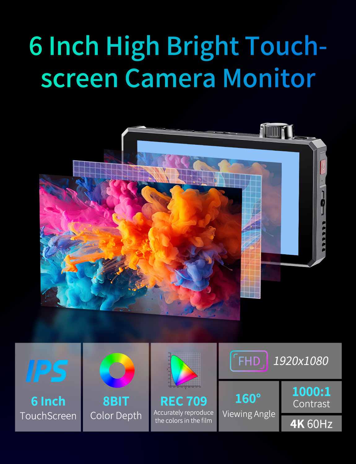 Feelworld SC6 monitor camera 6" 1500nit SDI HDMI 4K touch