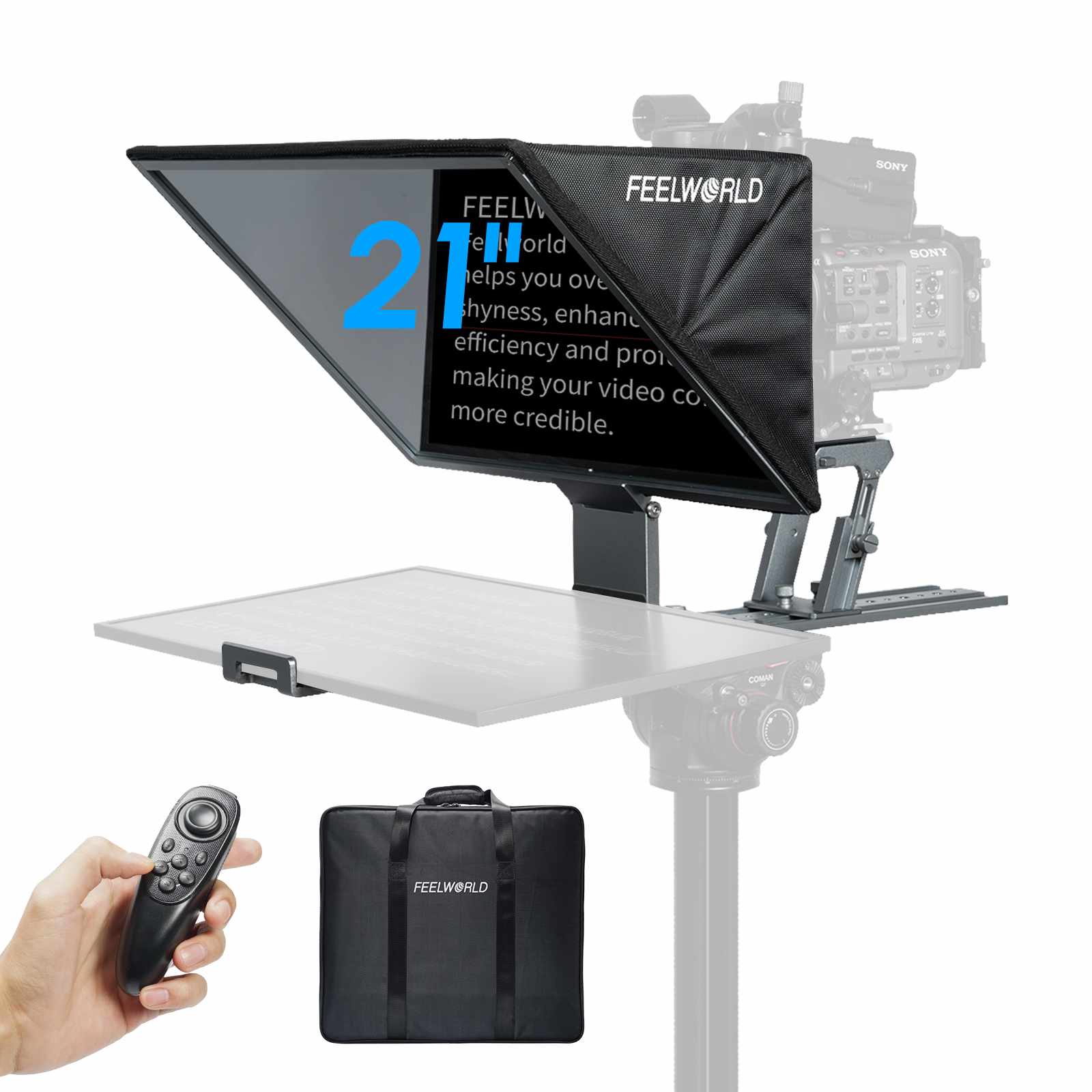 Feelworld TP21 Teleprompter 21 pollici Bluetooth con telecomando