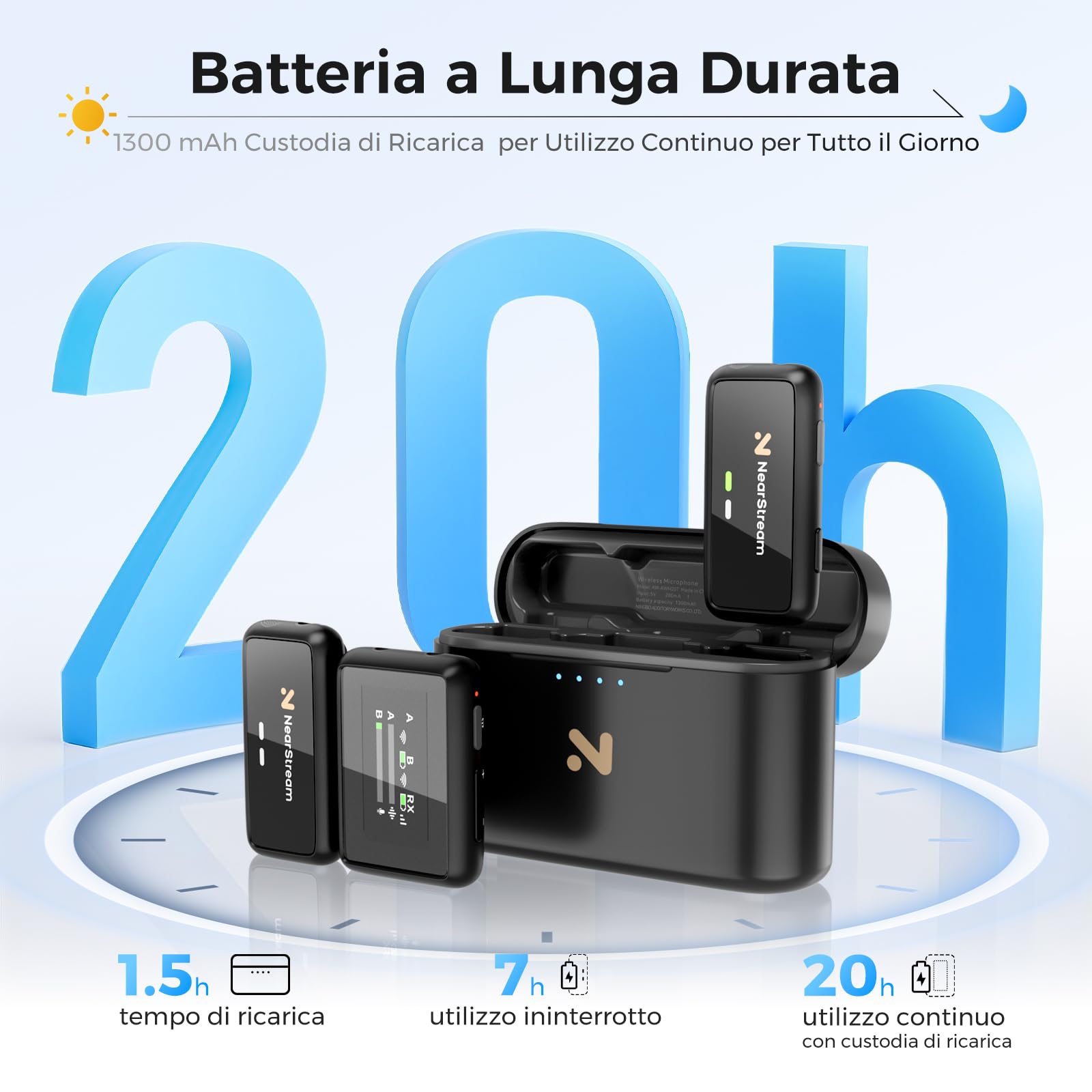 NearStream AWM20T Microfono Lavalier Wireless Doppio 200m