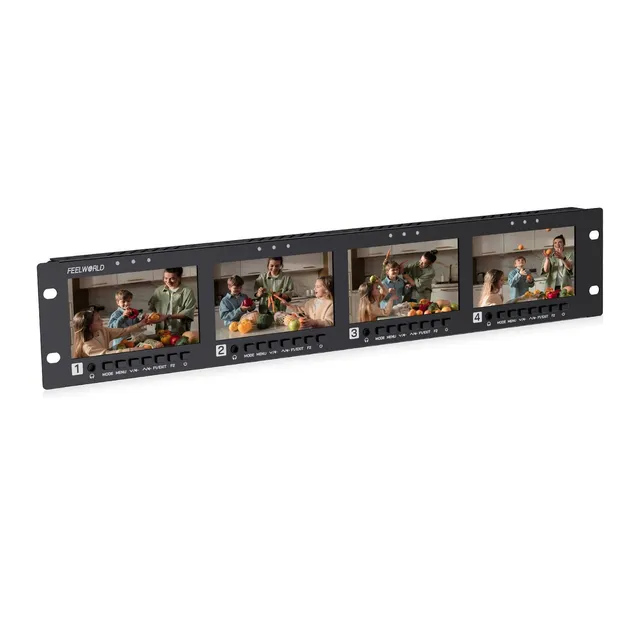 Feelworld Q41 Monitor Rack 2RU 4x4.5" 3G-SDI HDMI Broadcast