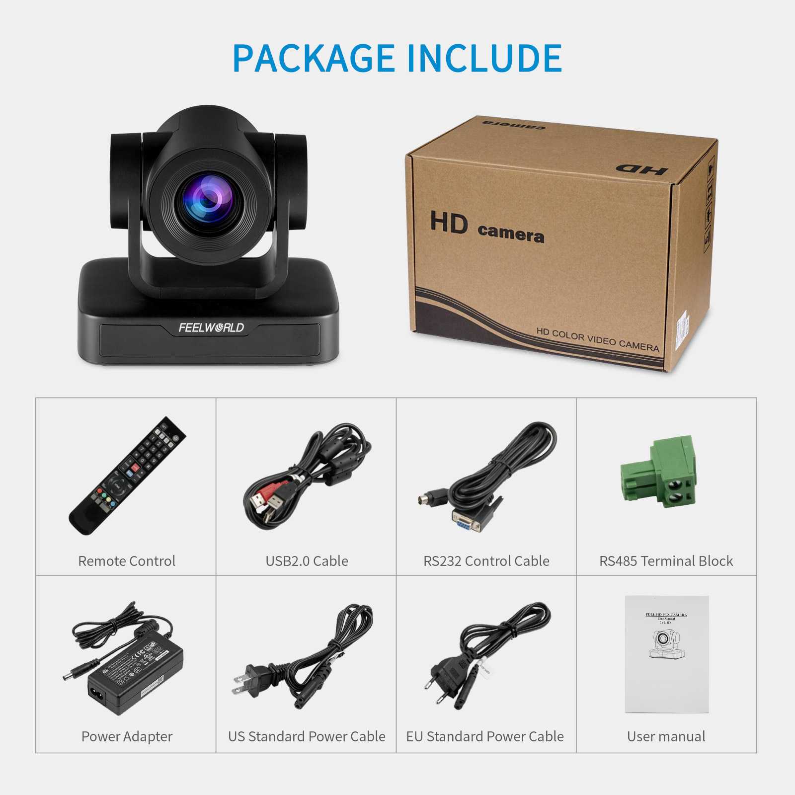 Feelworld USB10X telecamera PTZ streaming Full HD 1080p zoom 10X