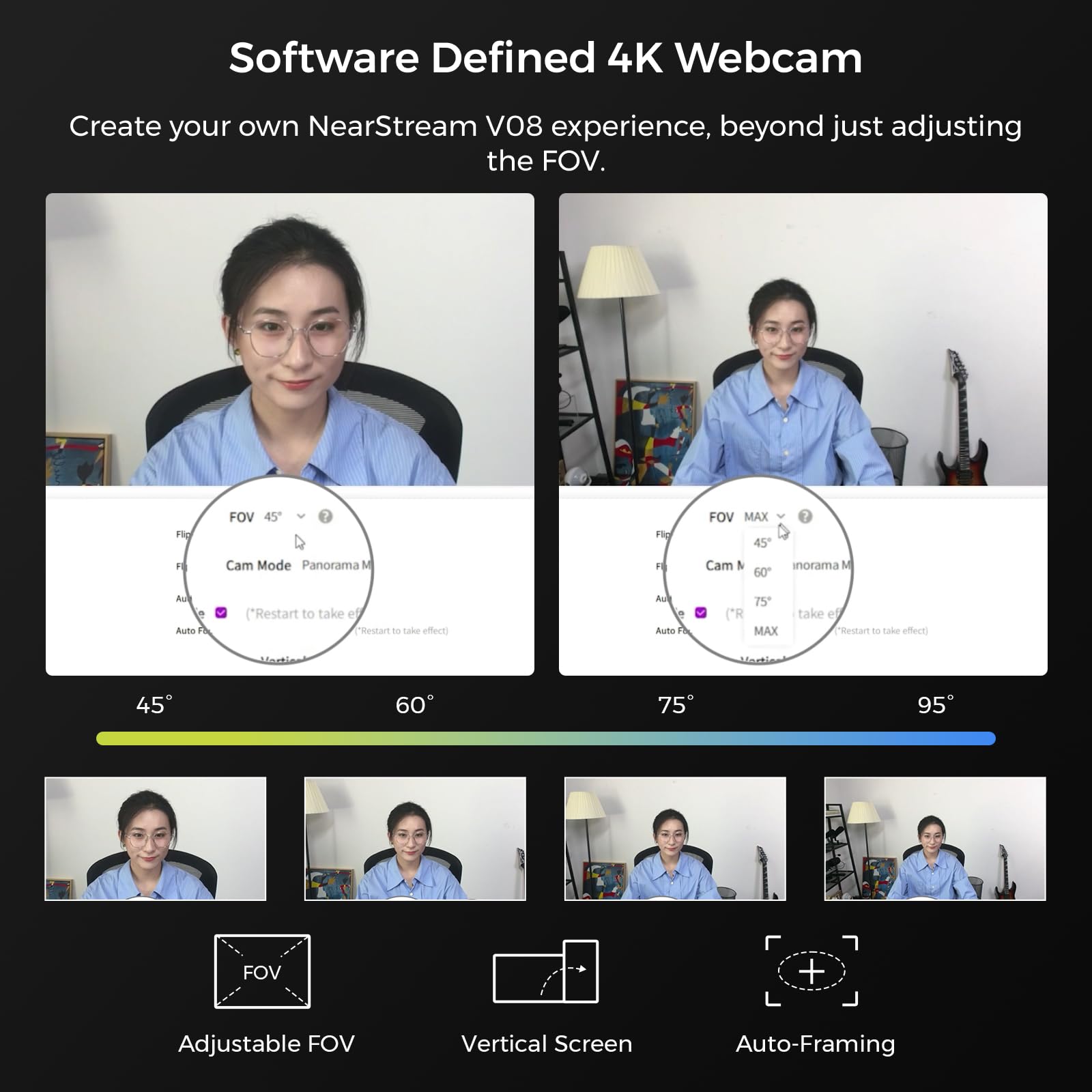 NearStream Webcam V08AF-A webcam 4K con microfono e autofocus