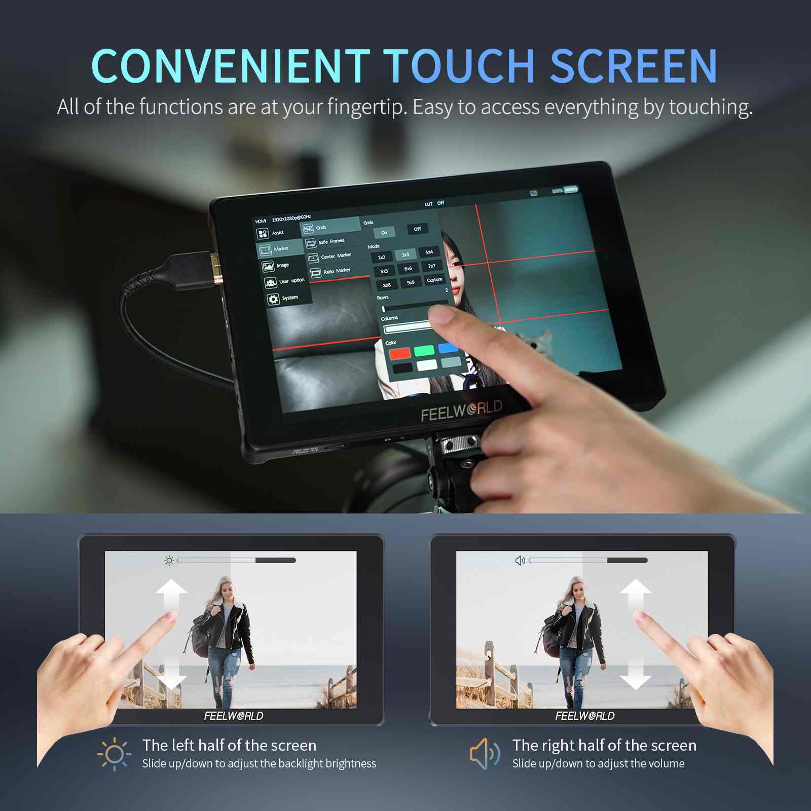 Feelworld F7 PLUS monitor camera 7" touch 1200nit con batteria F750