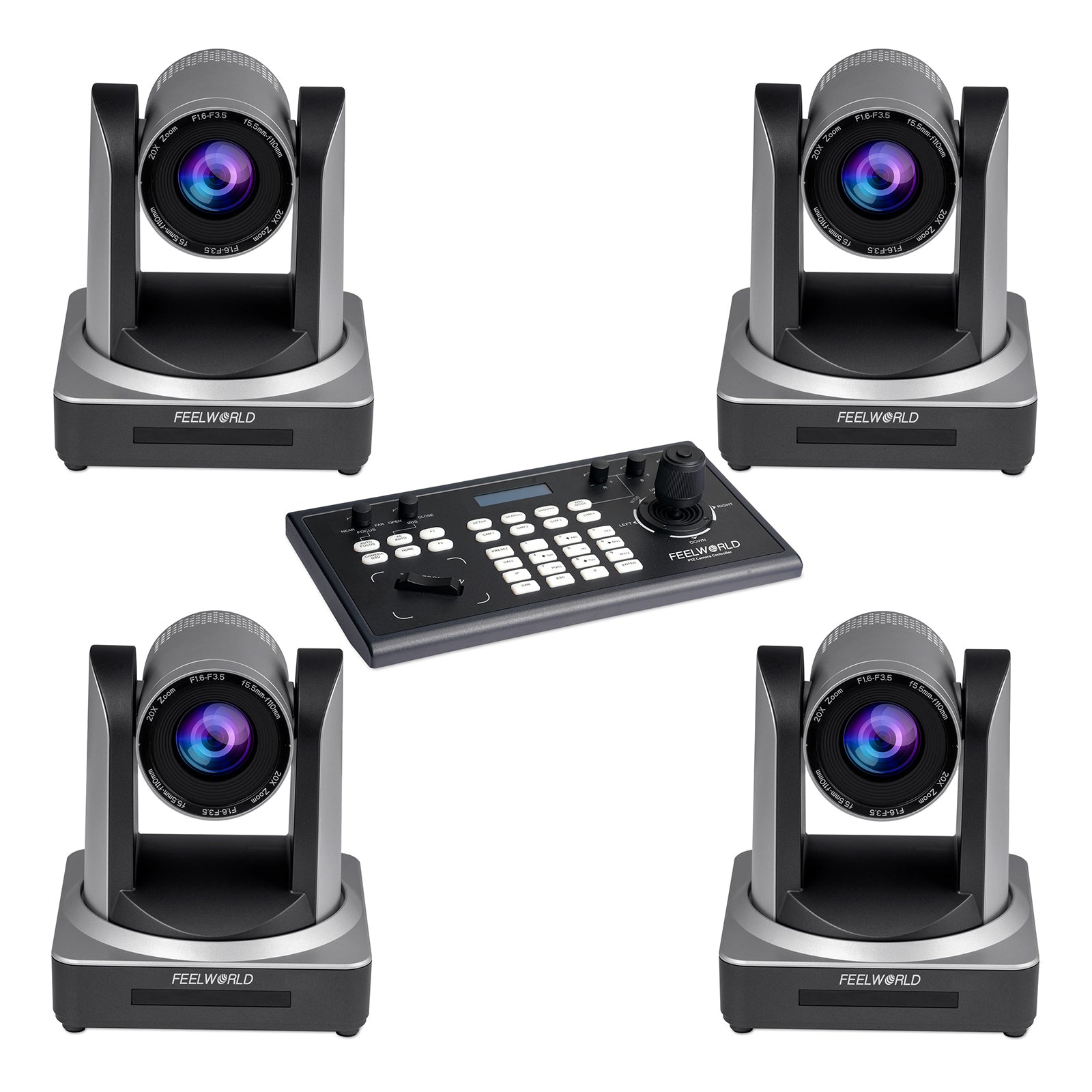Feelworld KBC10 + 4 POE20X Kit PTZ Controller e Camere 20X