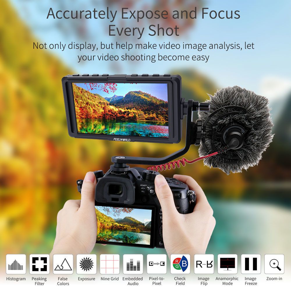 Feelworld F5 Monitor Camera 5 Pollici HDMI Full HD 4K