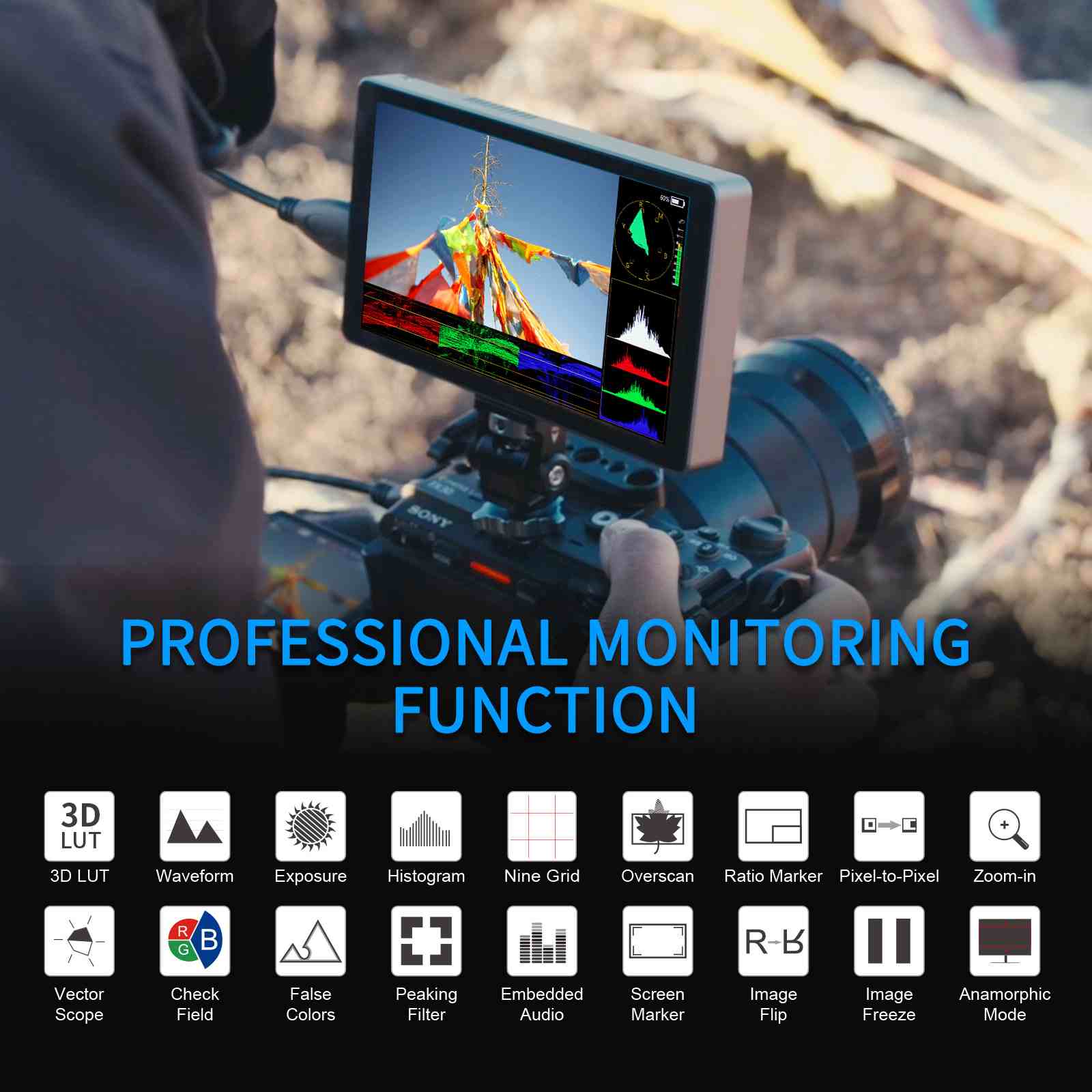 Feelworld P6XL Monitor 6" Touch 1200nit Batteria HDMI 4K