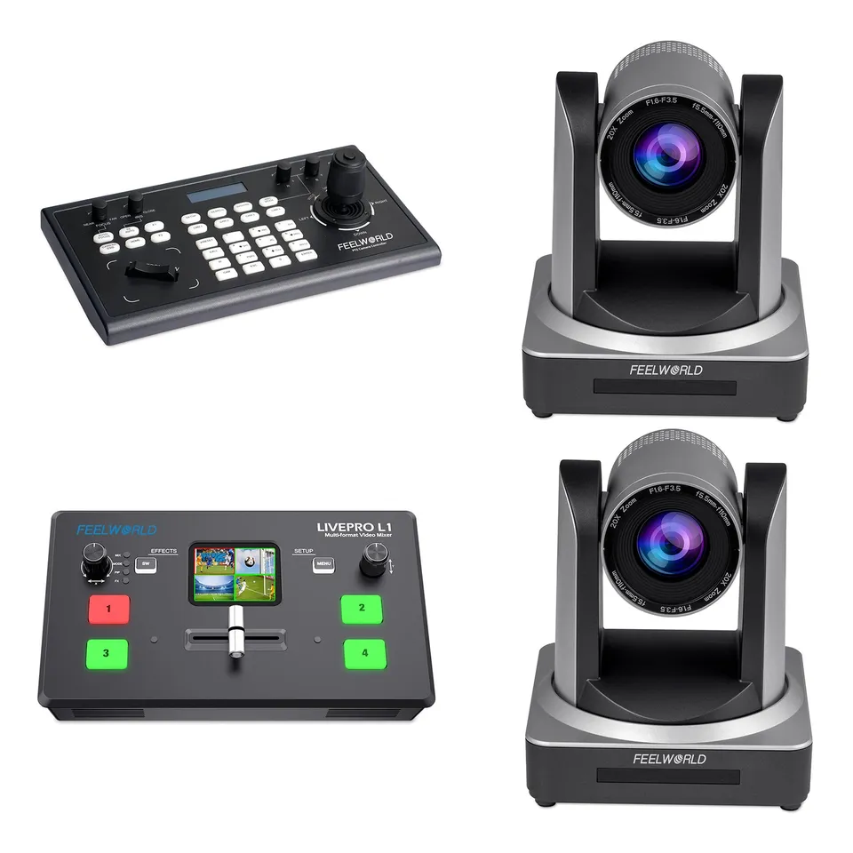 Feelworld Live Stream Set Up KBC10 L1 V1 kit live streaming 2 POE20X
