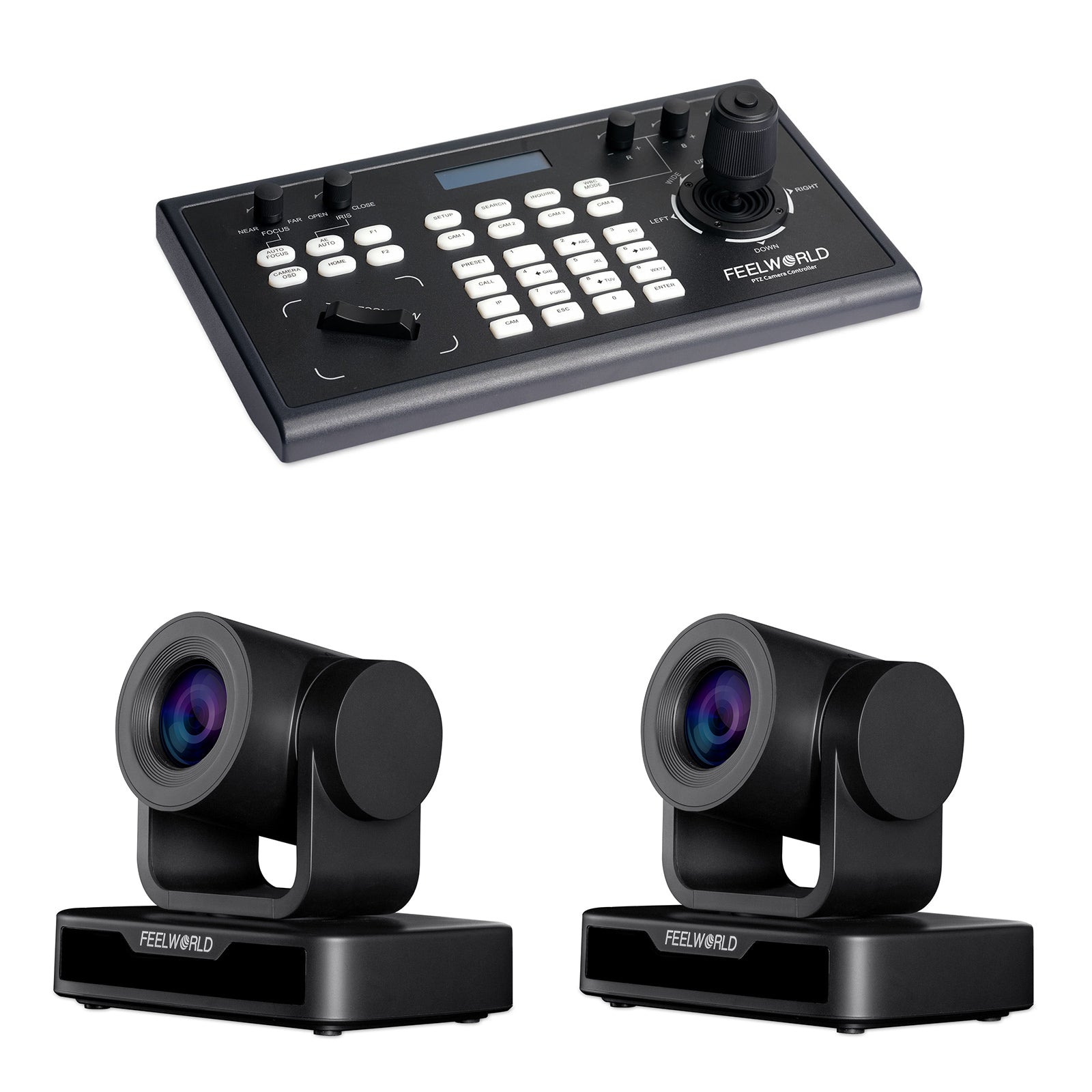 Feelworld KBC10 + 2 USB10X Kit PTZ Controller e Telecamere Bundle