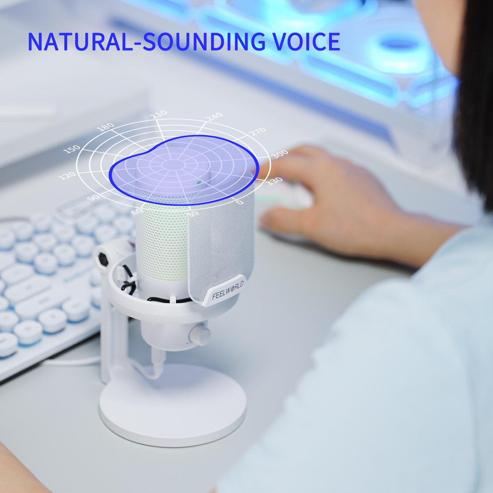 Feelworld VM1 Microfono USB a Condensatore Bianco da Tavolo