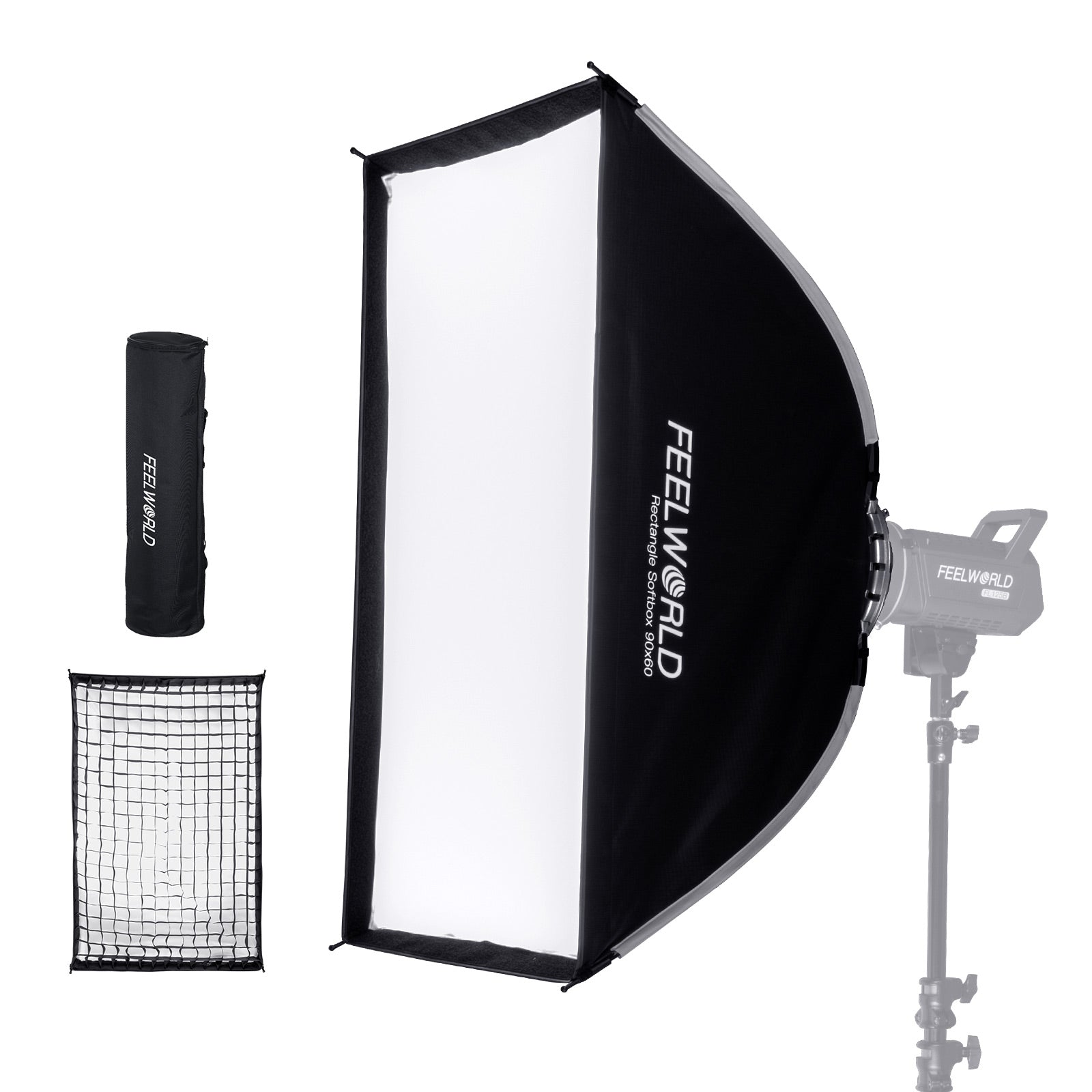 Feelworld FSR120 softbox 30x120 Bowens strip con griglia