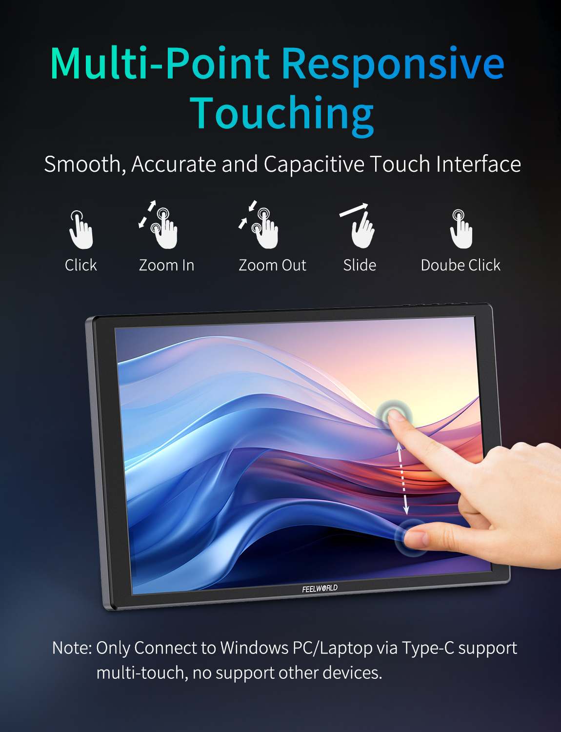 Feelworld D10 Monitor Portatile Touch 10,1 Pollici FHD USB-C HDMI