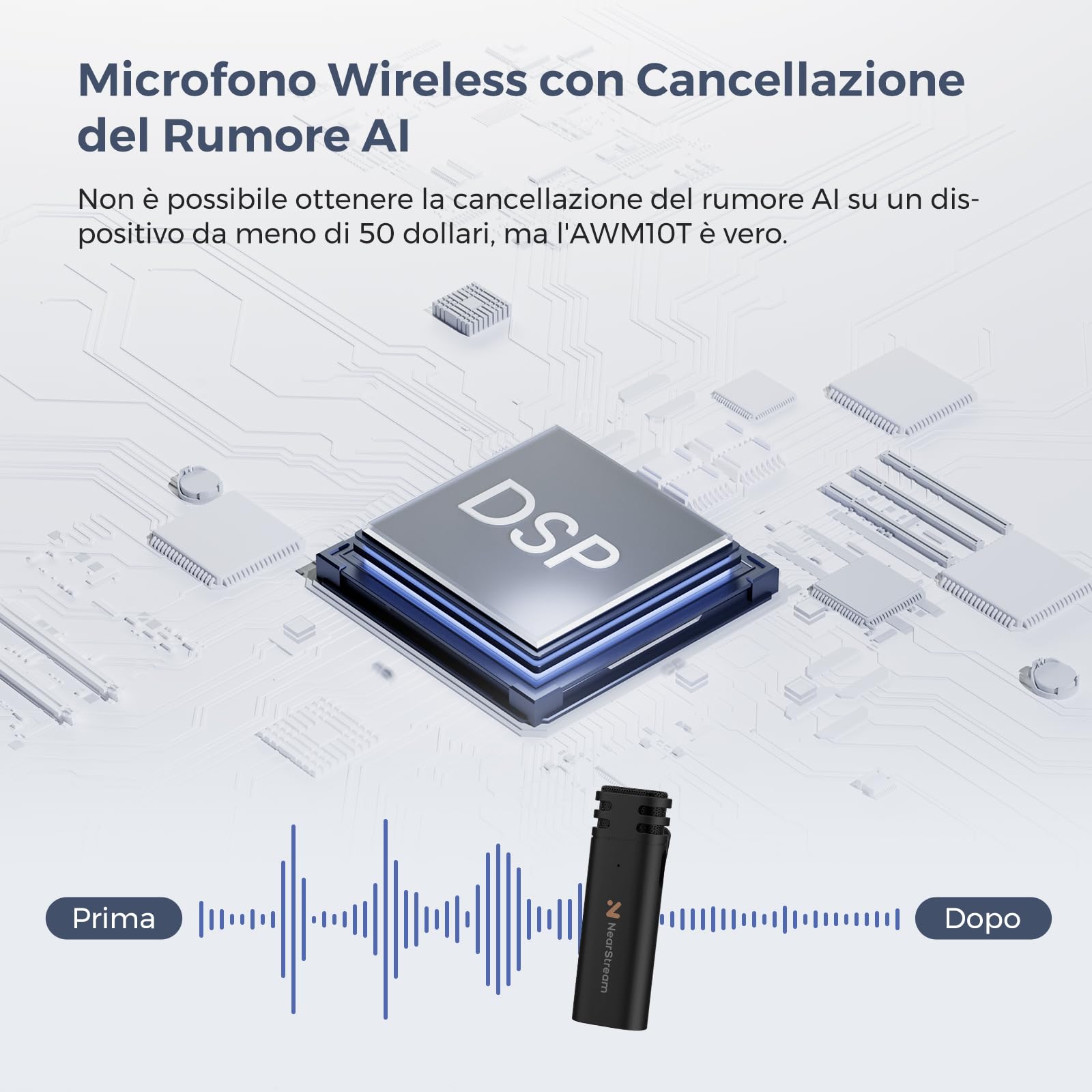 NearStream AWM10T mini lavalier wireless USB-C 6 ore