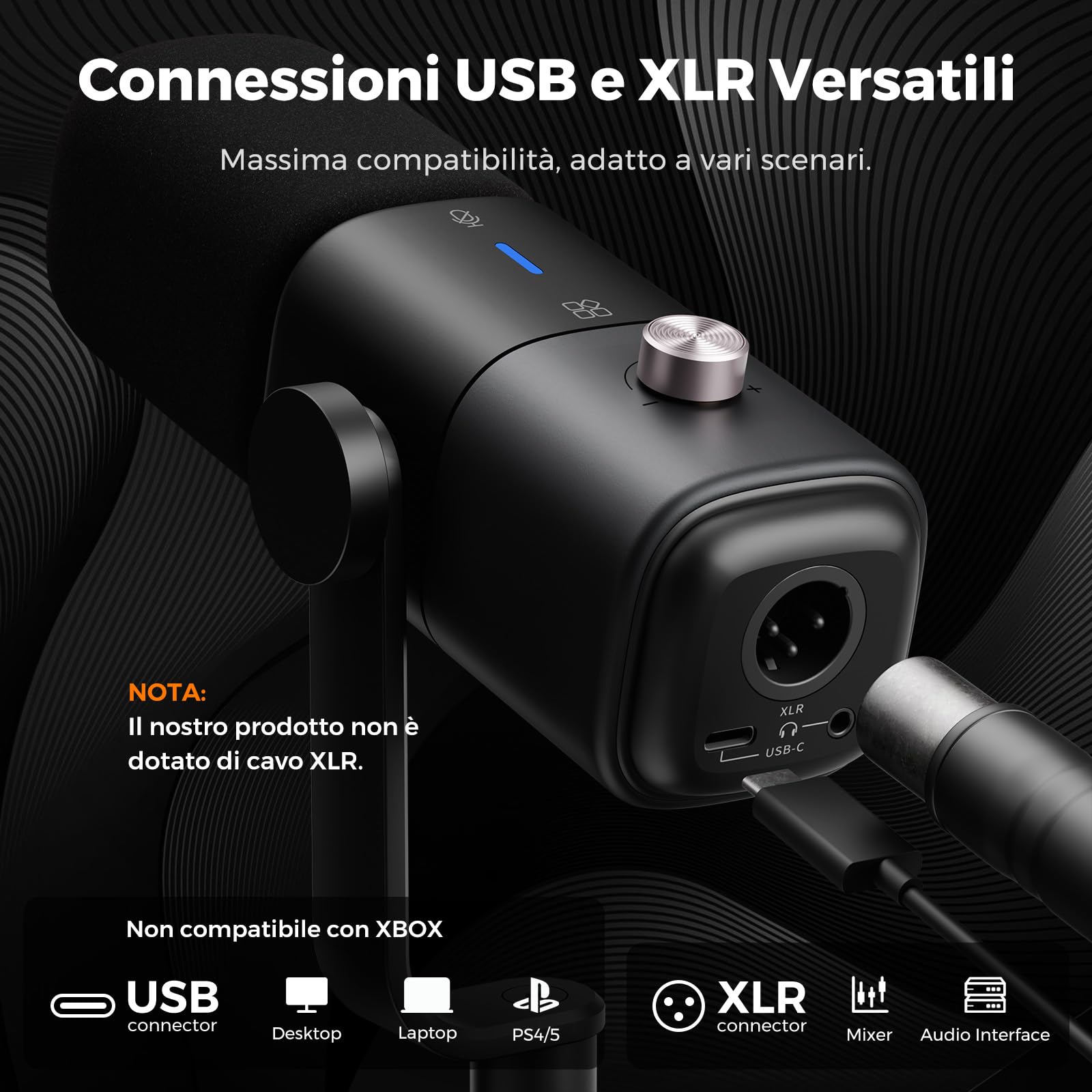 NearStream Microphone microfono dinamico USB XLR supercardioide rumore AI