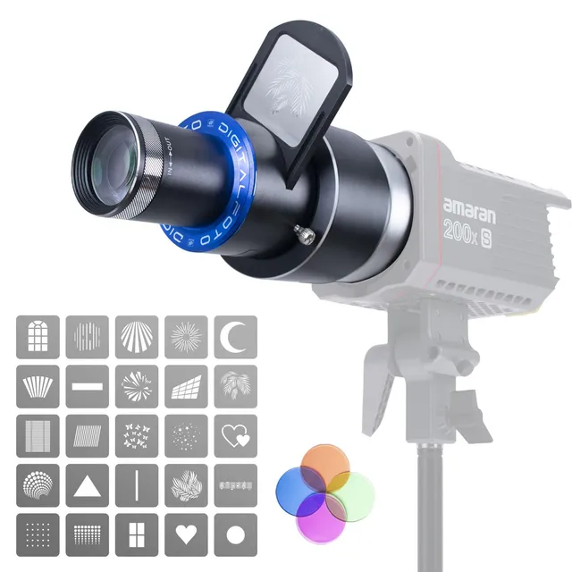 DigitalFoto FS-100SL Snoot Ottico Bowens con 25 Gobo LED