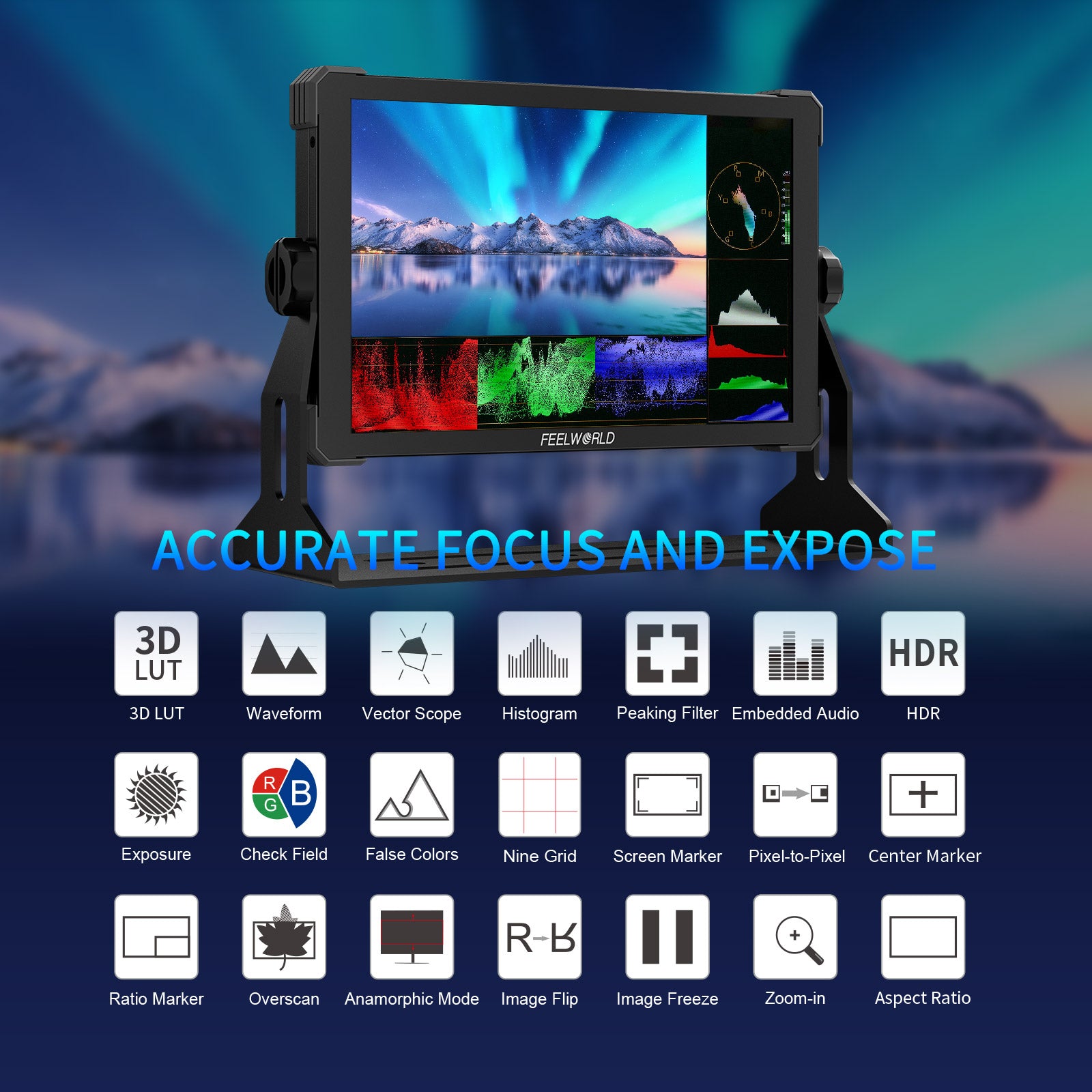 Feelworld T10 10,1" Monitor Camera Touch 500nit 4K HDMI