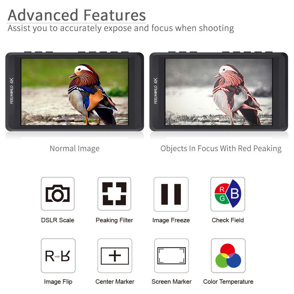 Feelworld FW450 Monitor Camera 4.5" HDMI 4K 1280x800 Peaking