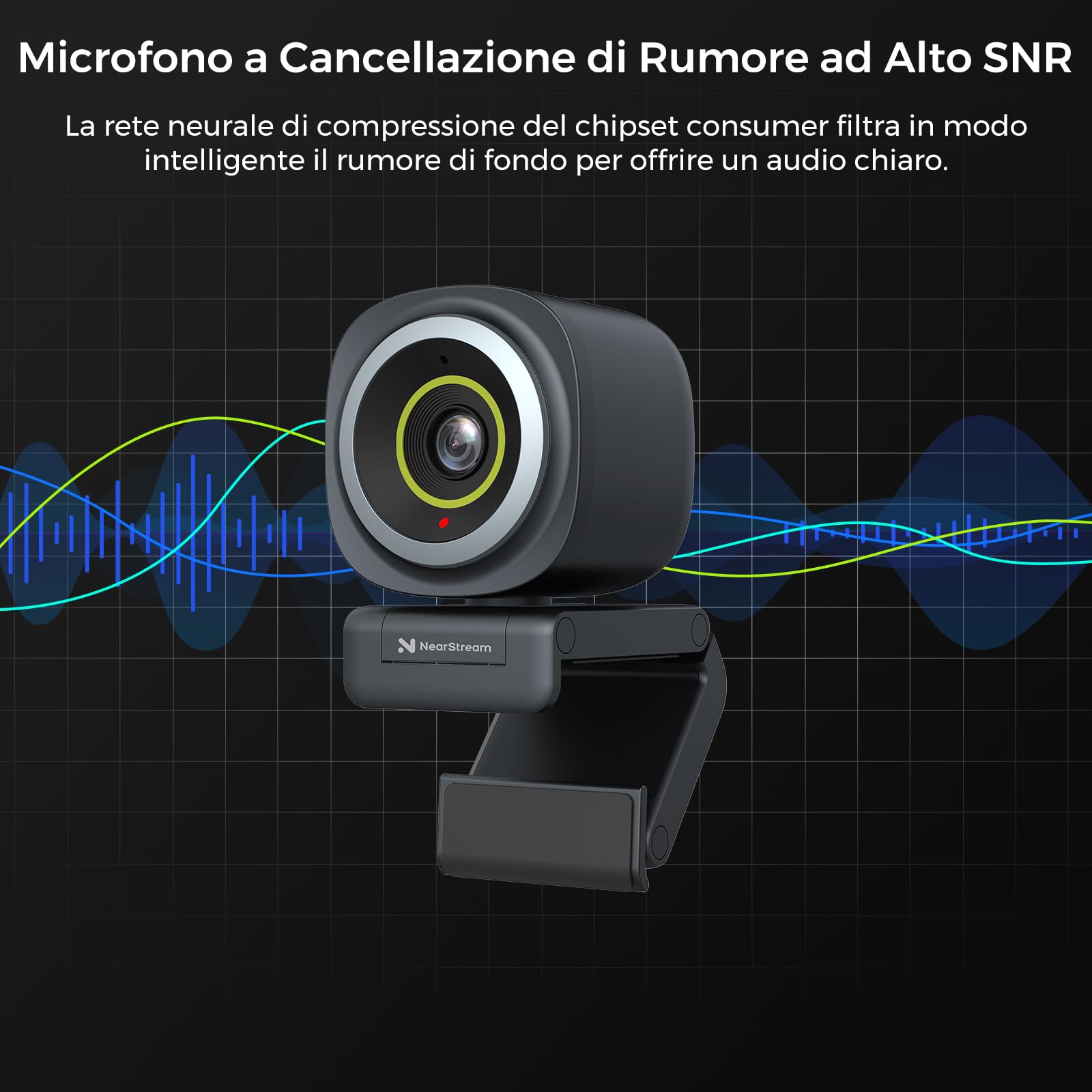 NearStream V08AF Webcam 4K Autofocus con Microfono PC