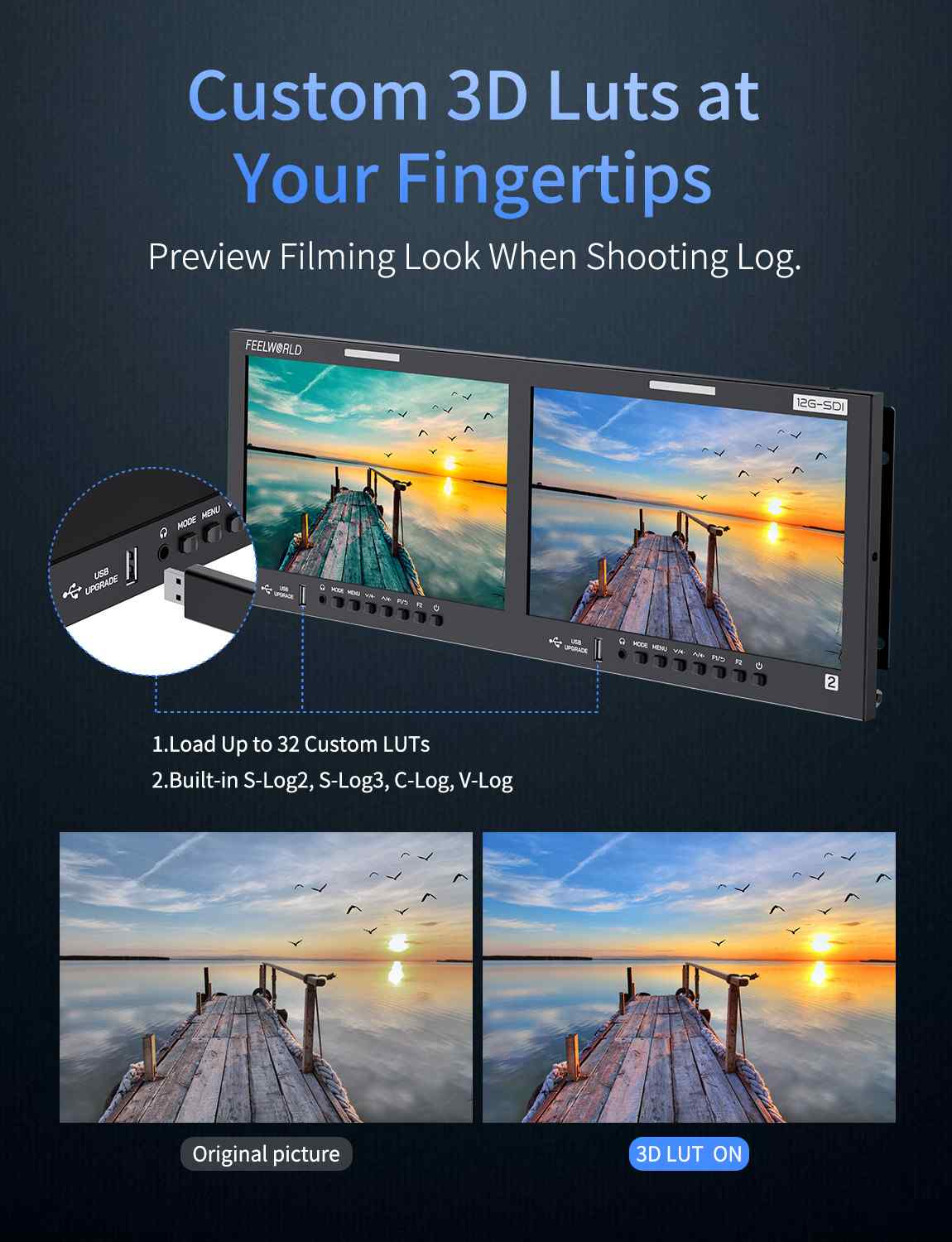 Feelworld FRM1001G Monitor Rack Dual 10,1" 12G-SDI