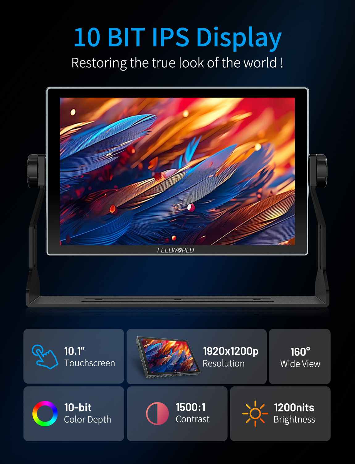 Feelworld M101S Monitor 10.1 1200NIT SDI HDMI Multiview