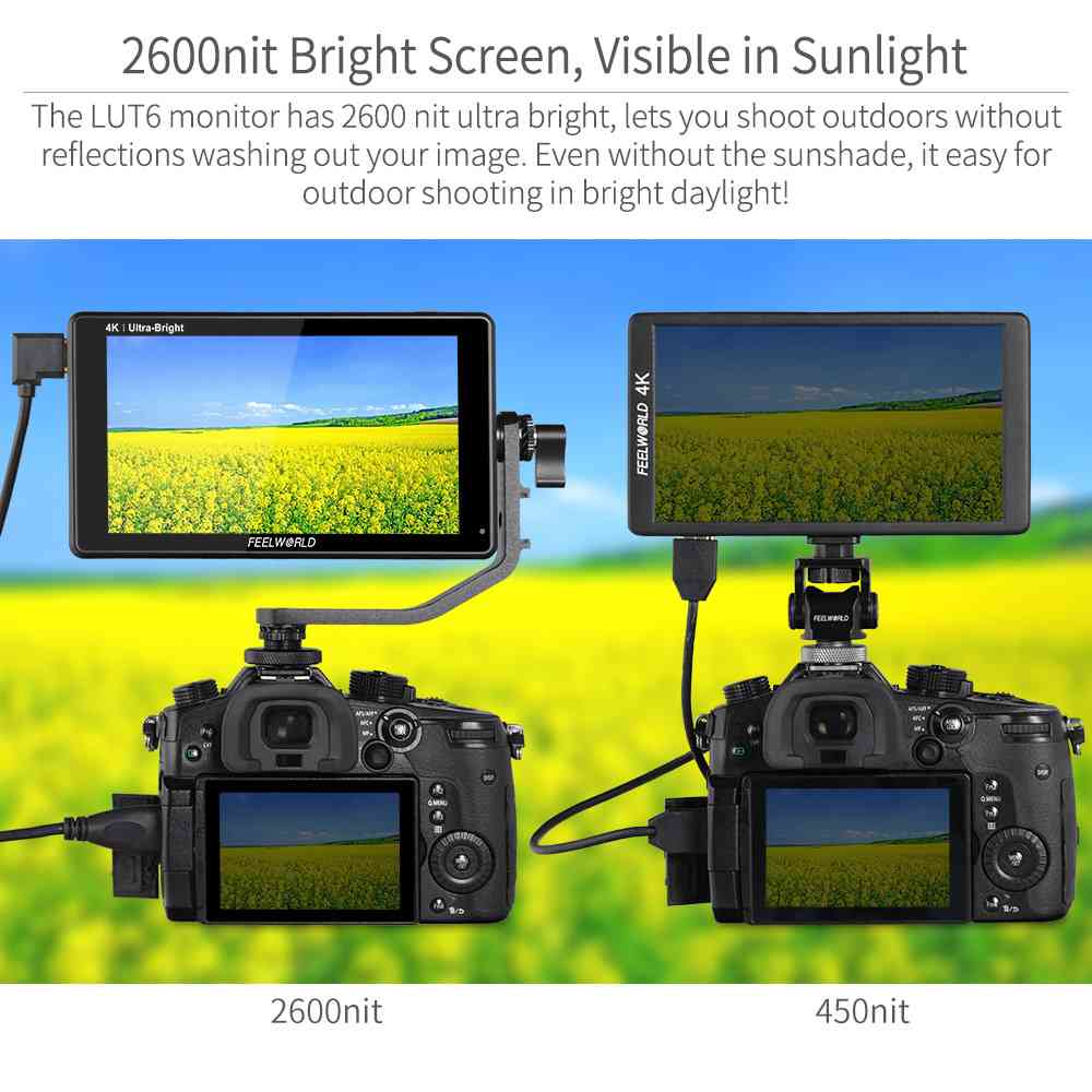 Feelworld LUT6 monitor camera touch 6" 2600nit 4K HDMI HDR
