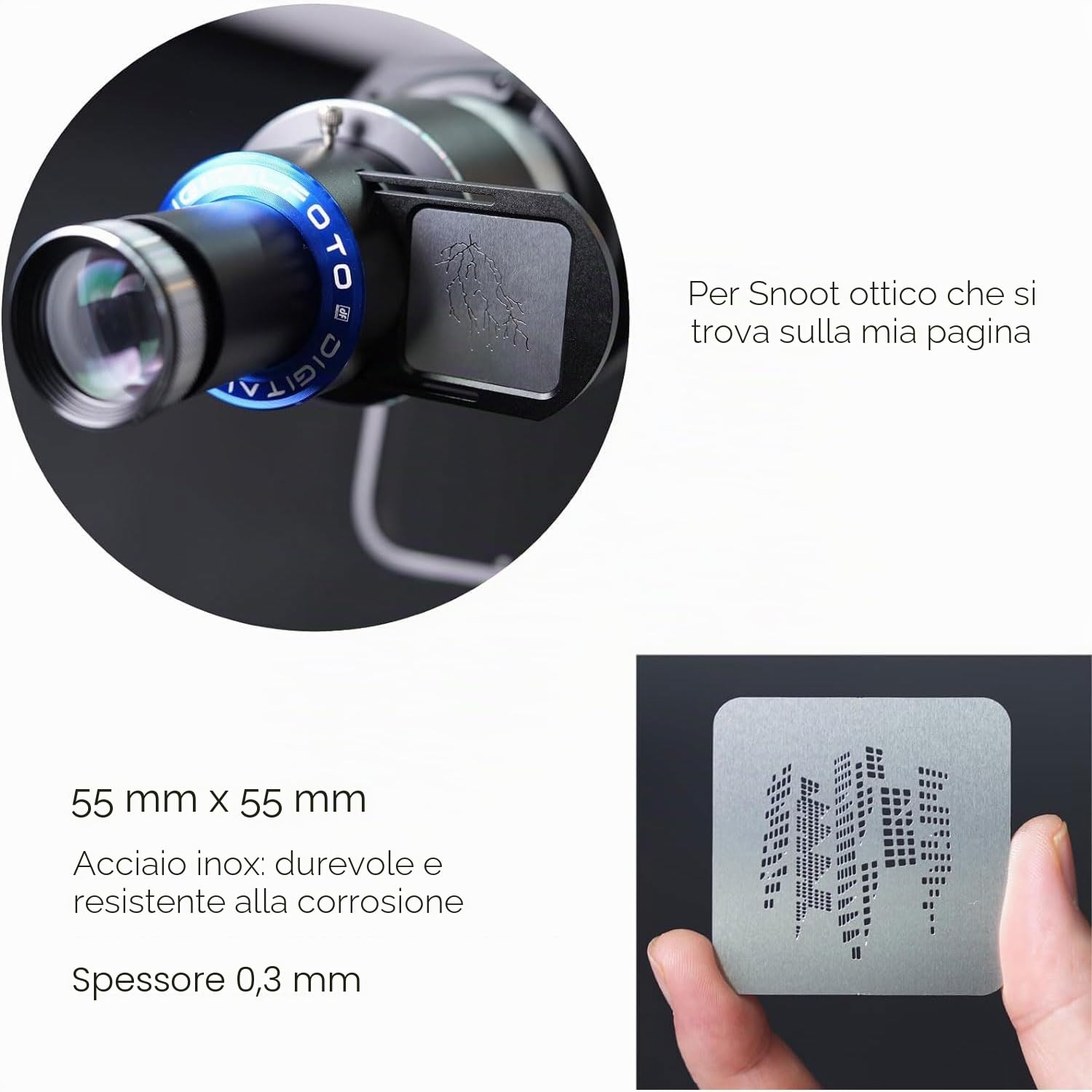 DigitalFoto Light set 14 gobo acciaio per snoot Bowens 50x50 mm