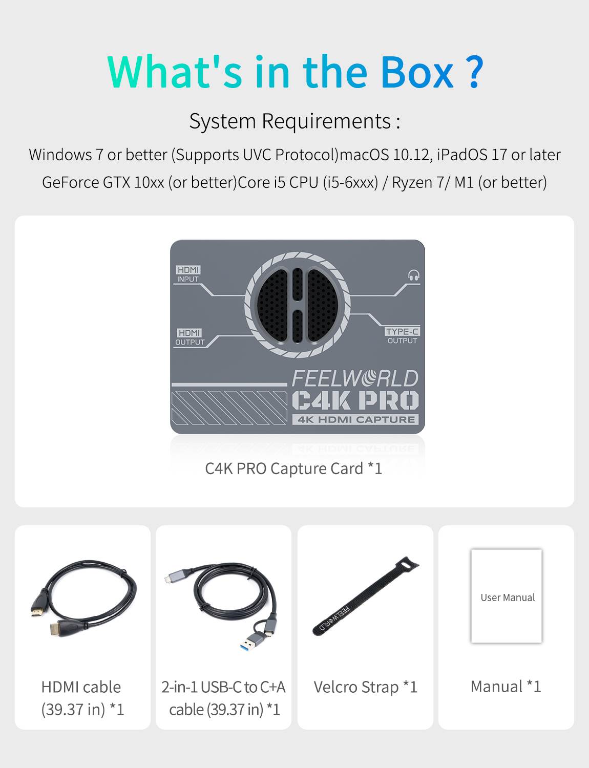 Feelworld C4K PRO Scheda Acquisizione 4K60 HDMI USB-C